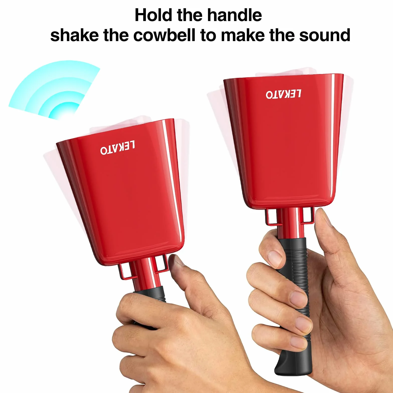 Cowbell 1 szt., stalowy dzwonek krowy 20 cm z uchwytem, dzwonek ręczny na wydarzenia sportowe, mecze piłki nożnej, impreza, farma, dzwonki ręczne perkusyjne instrumenty muzyczne (20 cm, czerwony)