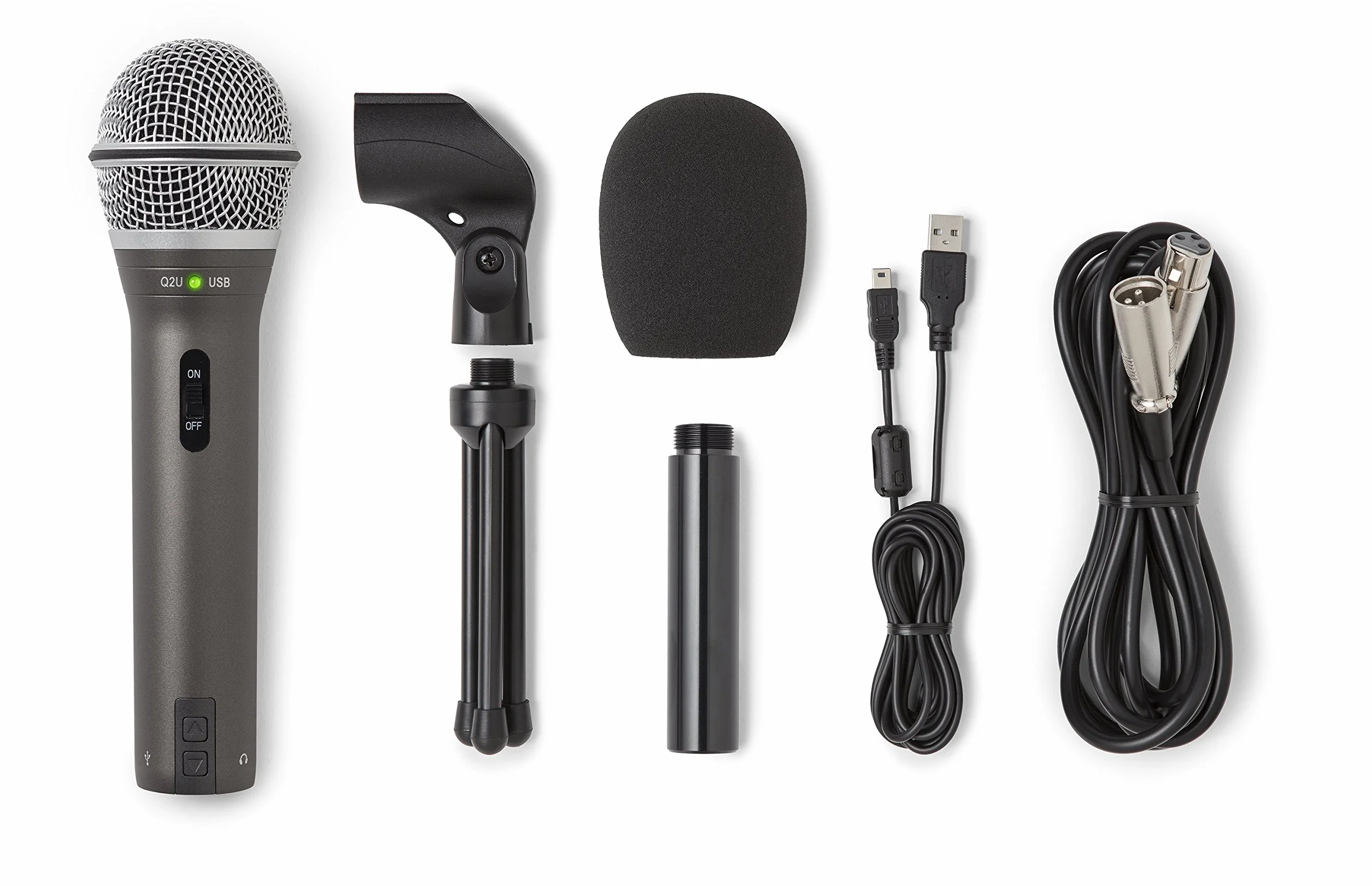 Samson Q2U USB/XLR Dynamiczny mikrofon podcastowy pakiet nagrywania szary