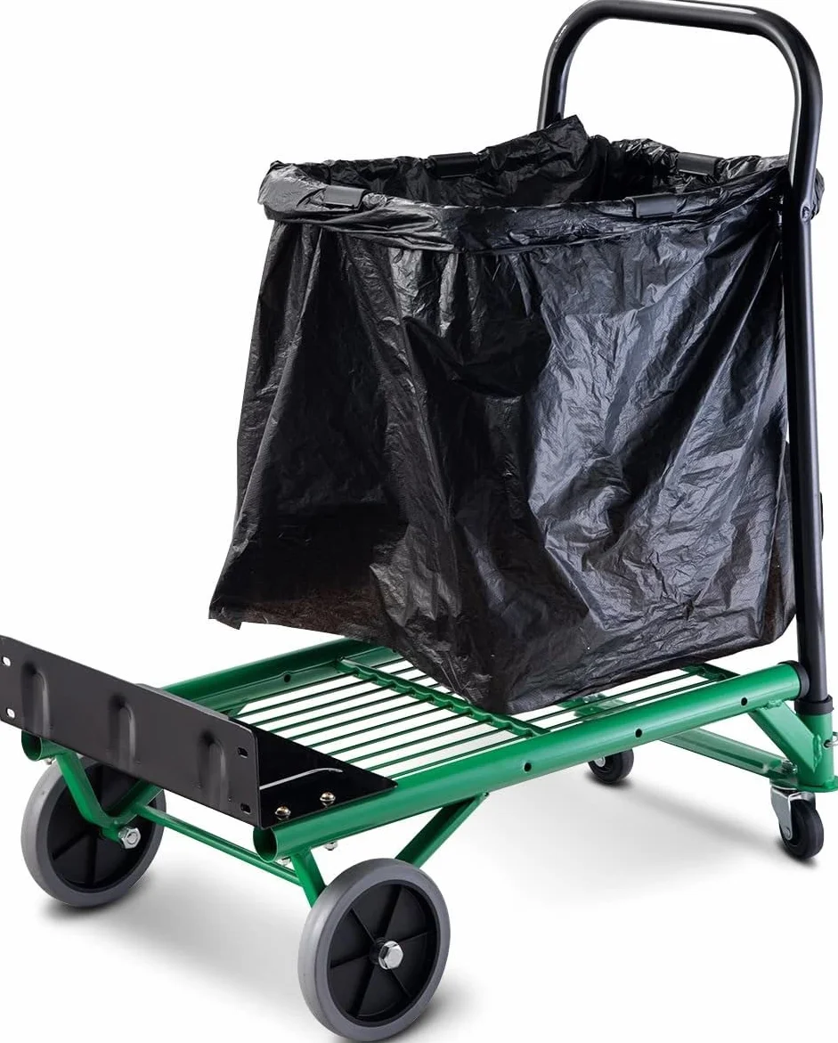 COSTWAY Wózek transportowy 2 w 1, składany, obciążenie do 90 kg, regulowana wysokość, stalowa rama, układający się w stos, wózek schodowy