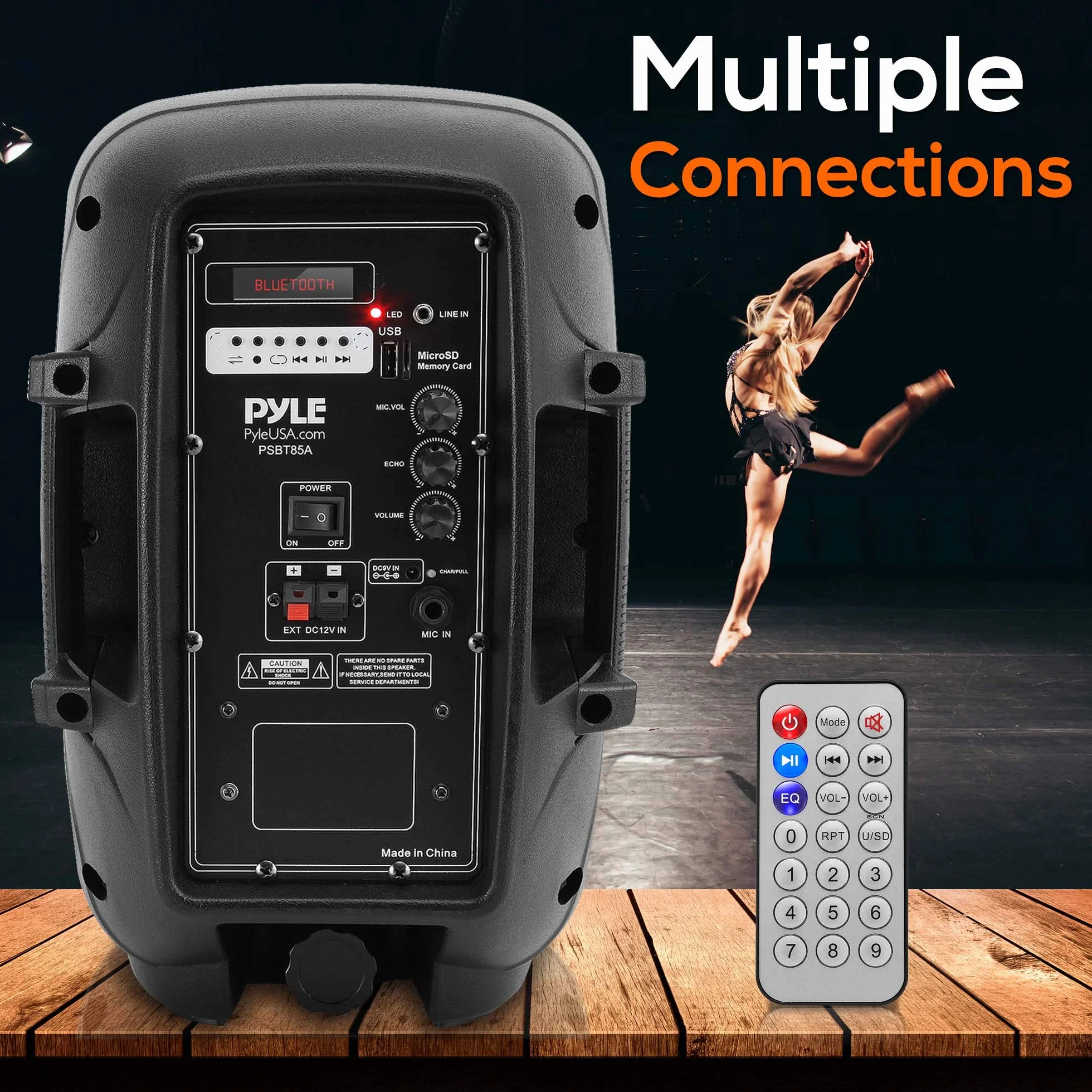 Pyle PSBT85A przenośny zestaw PA akumulator niskotonowy 8" (20 cm) USB MP3 Bluetooth 1 x mikrofon radiowy 800 W