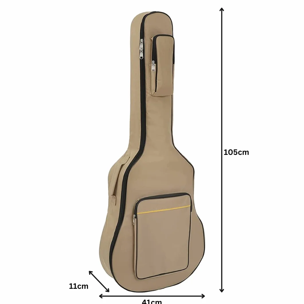 TRIXES Torba na gitarę z ramiączkami, wodoodporna, wyściełana obudowa, basowa, akustyczna i klasyczna torba na gitarę, idealna do podróży, Beżowy, Klasyczny