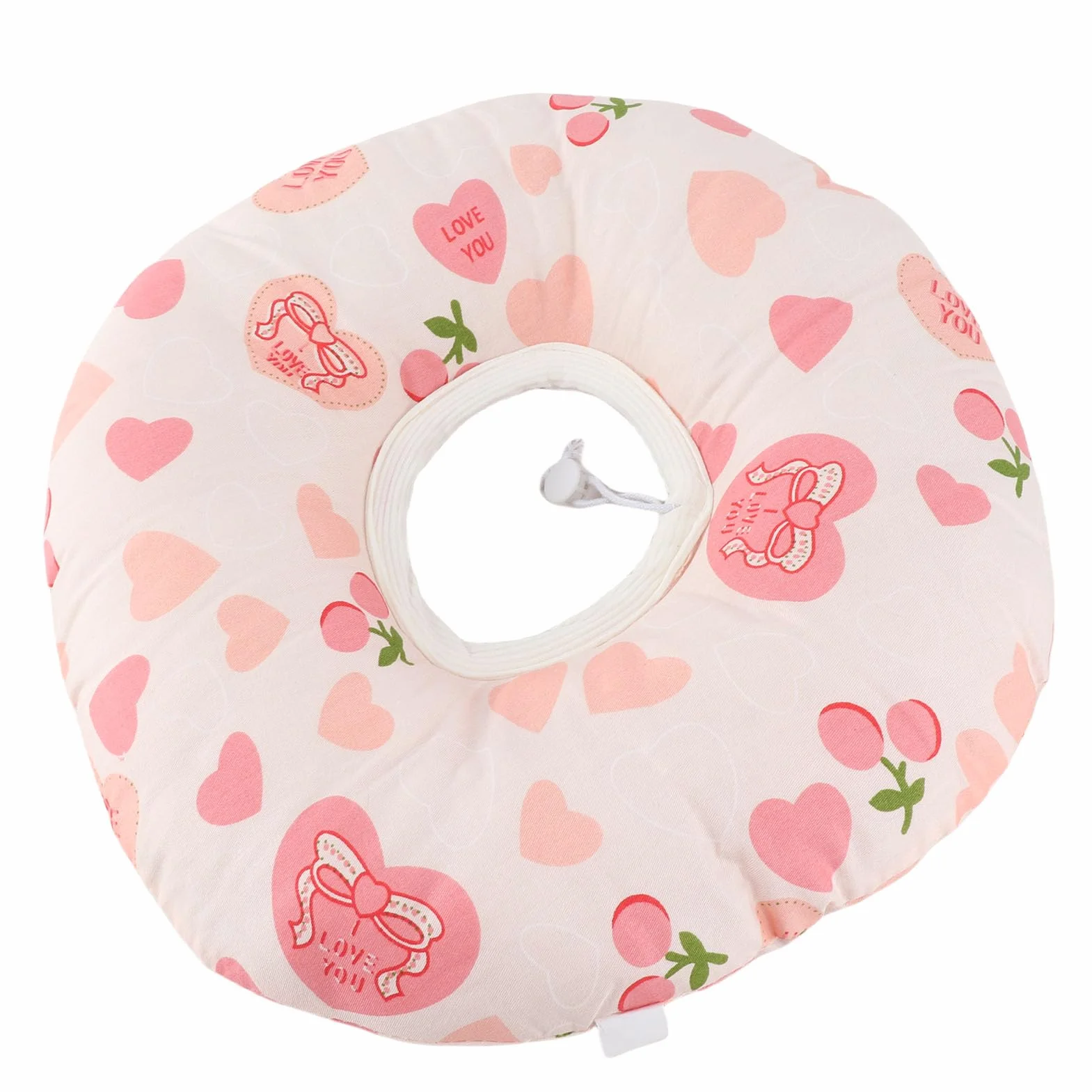 Generic Poduszka do Przekłuwania Uszu Donut Bawełniana Nausznik 12,6" Poduszka Wspierająca dla Osób Podróżujących na Boku, w Akademiku (Jasnoróżowy kształt serca)