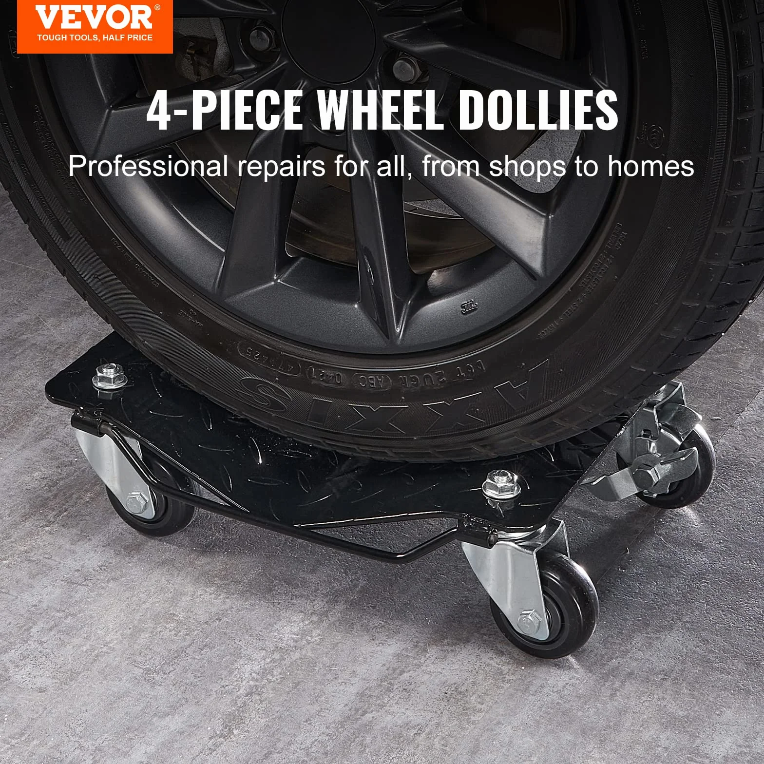 VEVOR Wheel Dolly, 2722 kg, zestaw 4 sztuk, do przenoszenia samochodów, ciężarówek, przyczep, motocykli i łodzi