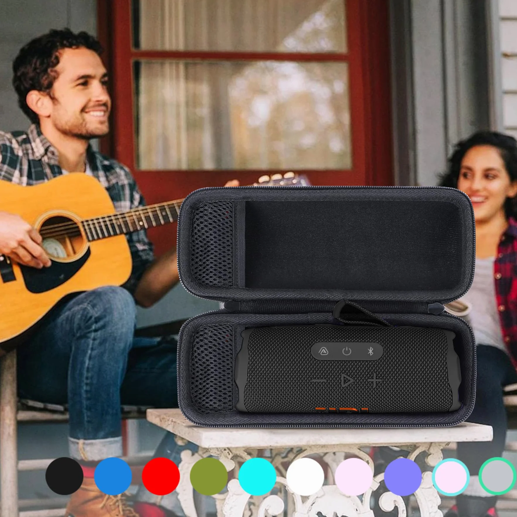Lebakort Twarde etui kompatybilne z JBL Flip 7/6/5/4 wodoodporny przenośny bezprzewodowy głośnik Bluetooth czerwona obudowa