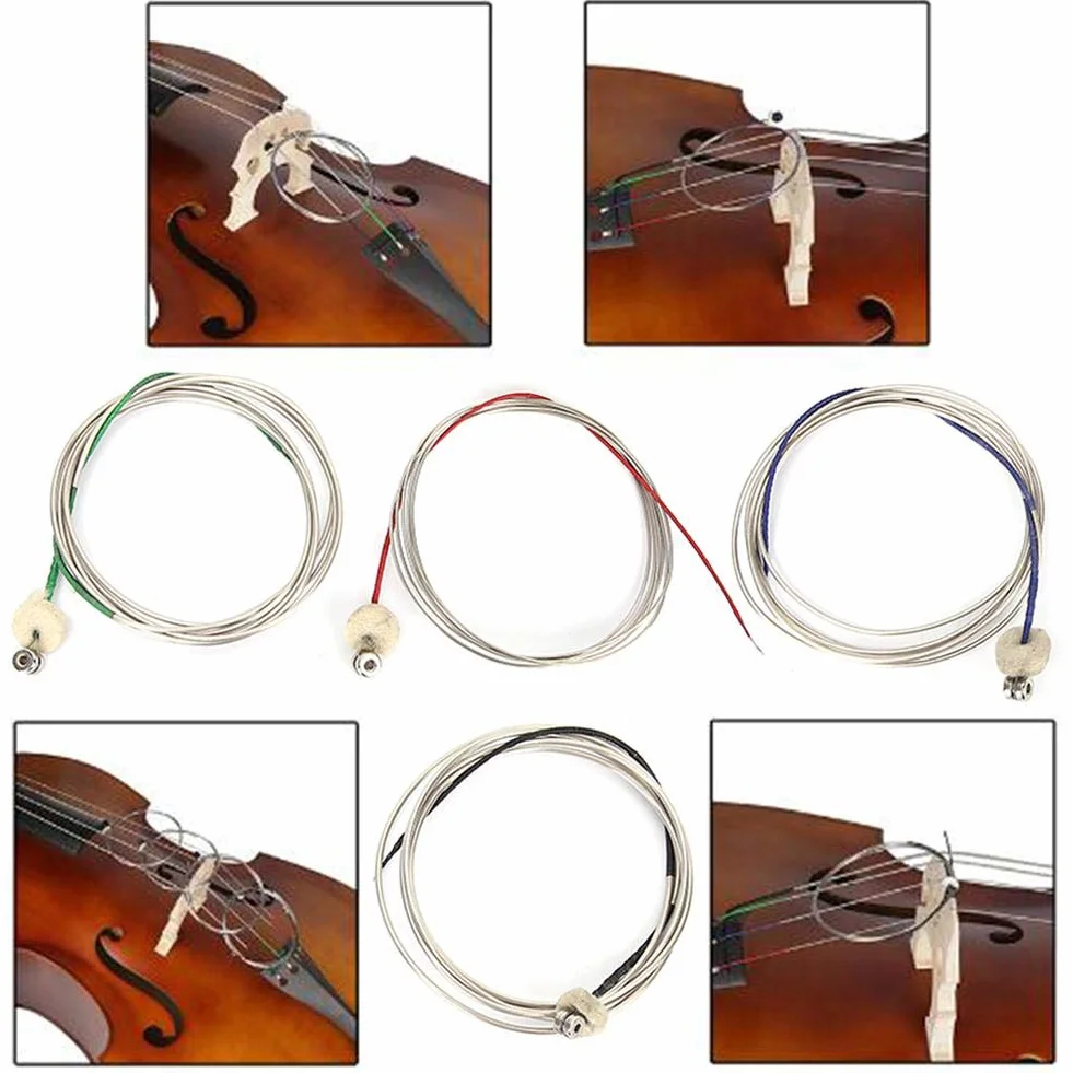 Fafeims struna do kontrabasu, 4 szt. Stalowe struny wiolonczelowe do kontrabasu IRIN Profesjonalne akcesoria do instrumentów muzycznych