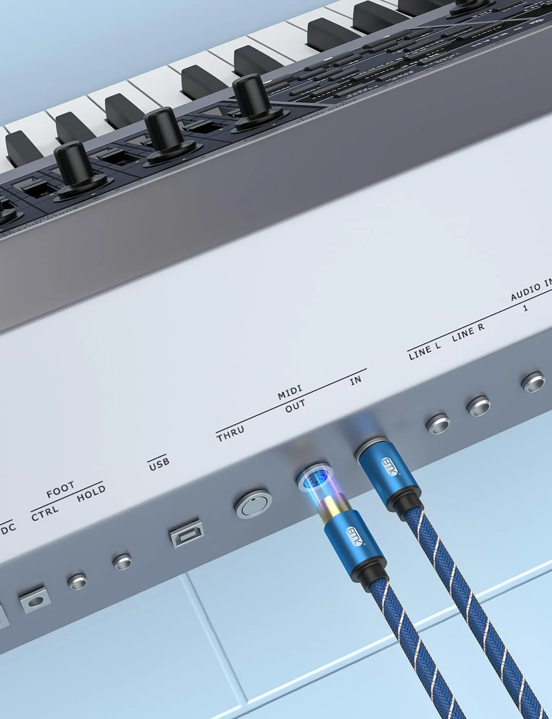 EMK Kabel Midi 5-pinowy kabel instrumentu z klawiaturą męską na męską, 5-pinowy kabel Din in-Out MI-DI do organów elektronicznych, mikser, fortepian, bębny, karta dźwiękowa (0,5 metra)