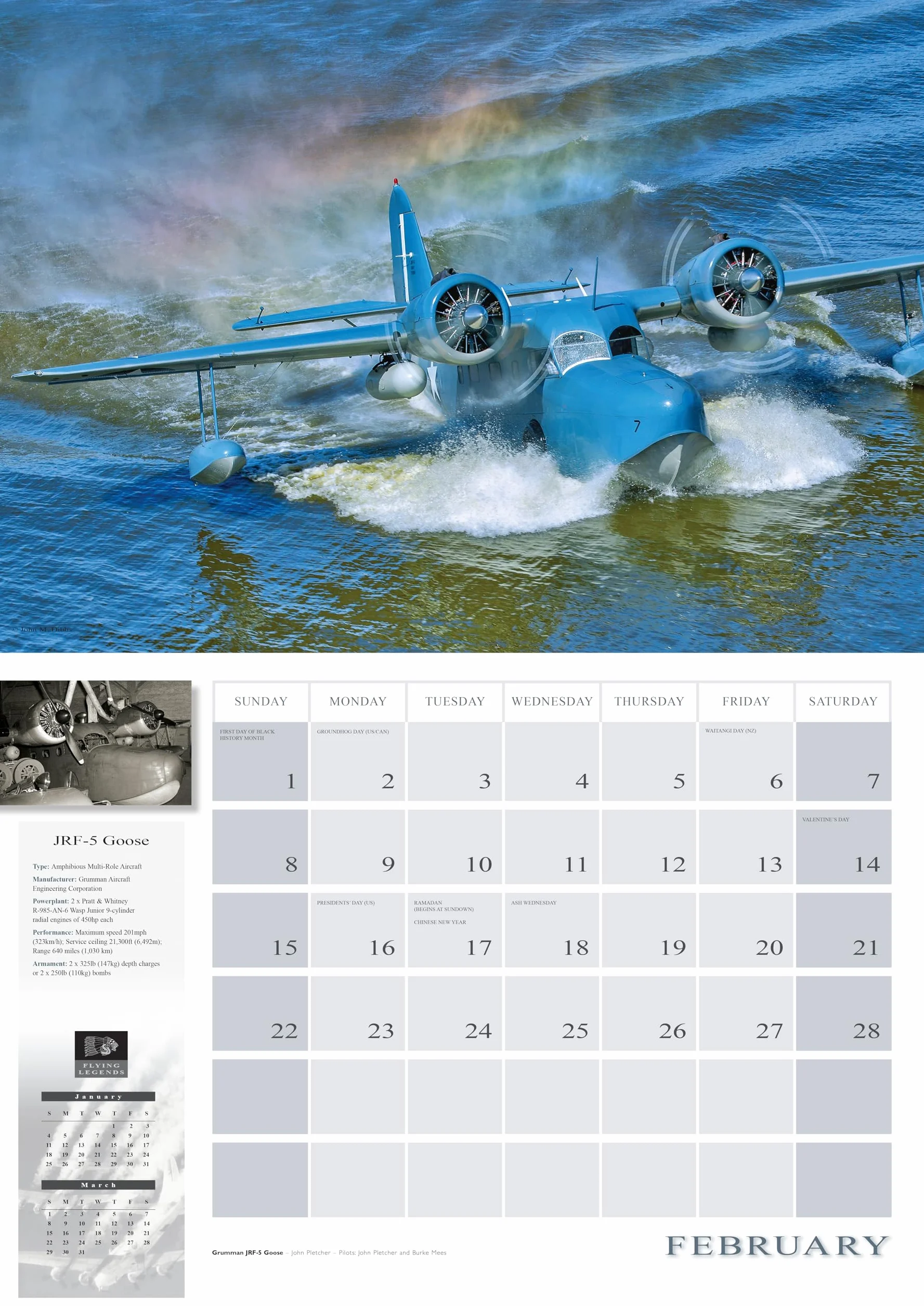 Flying Legends 2026: 16-Month Calendar--September 2025 through December 2026