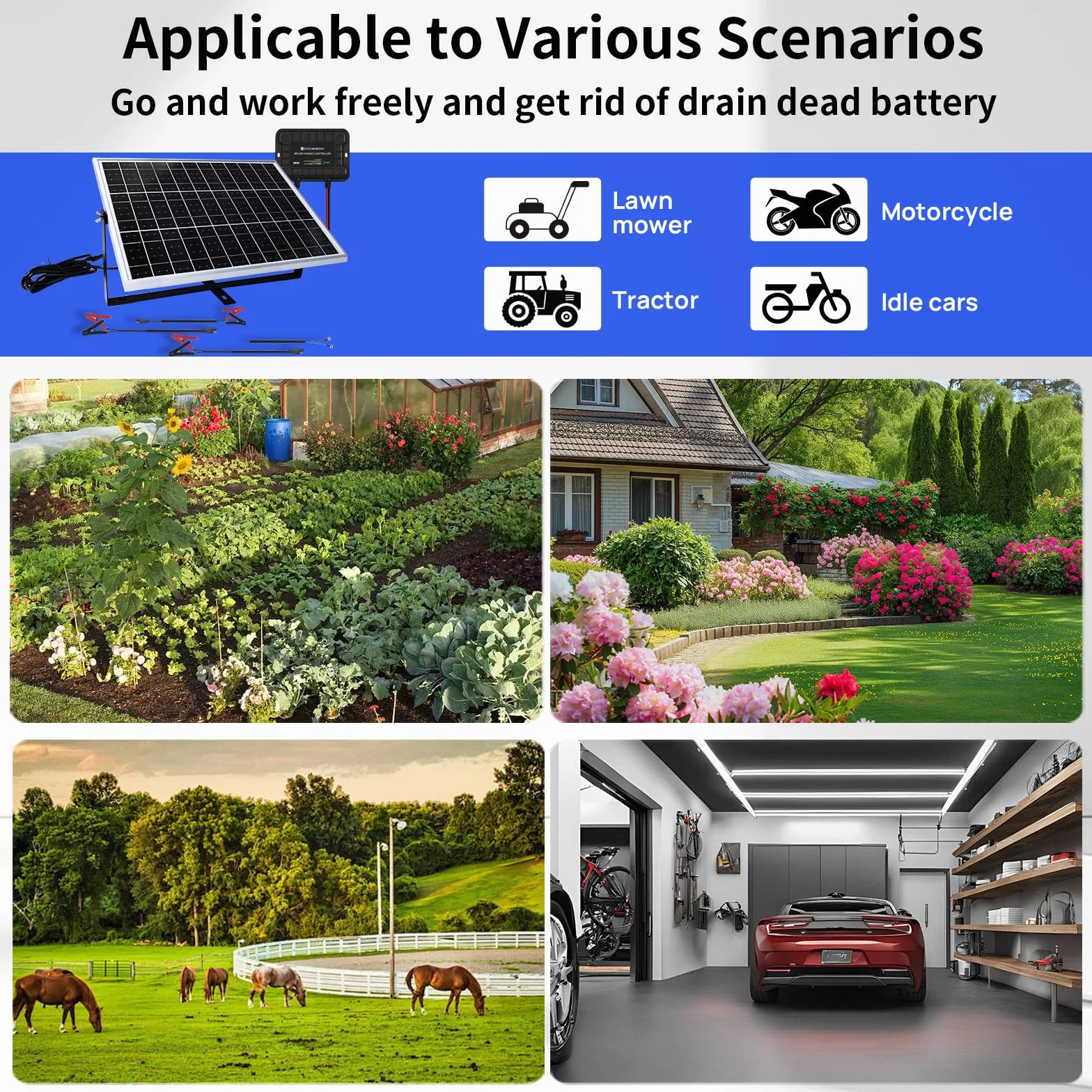 ECO-WORTHY Monokrystaliczny moduł solarny 25 W, 12 V, zestaw paneli słonecznych: panel słoneczny 25 W + regulowany uchwyt + kabel przyłączeniowy SAE + regulator ładowania do ogrodu, domku i łodzi