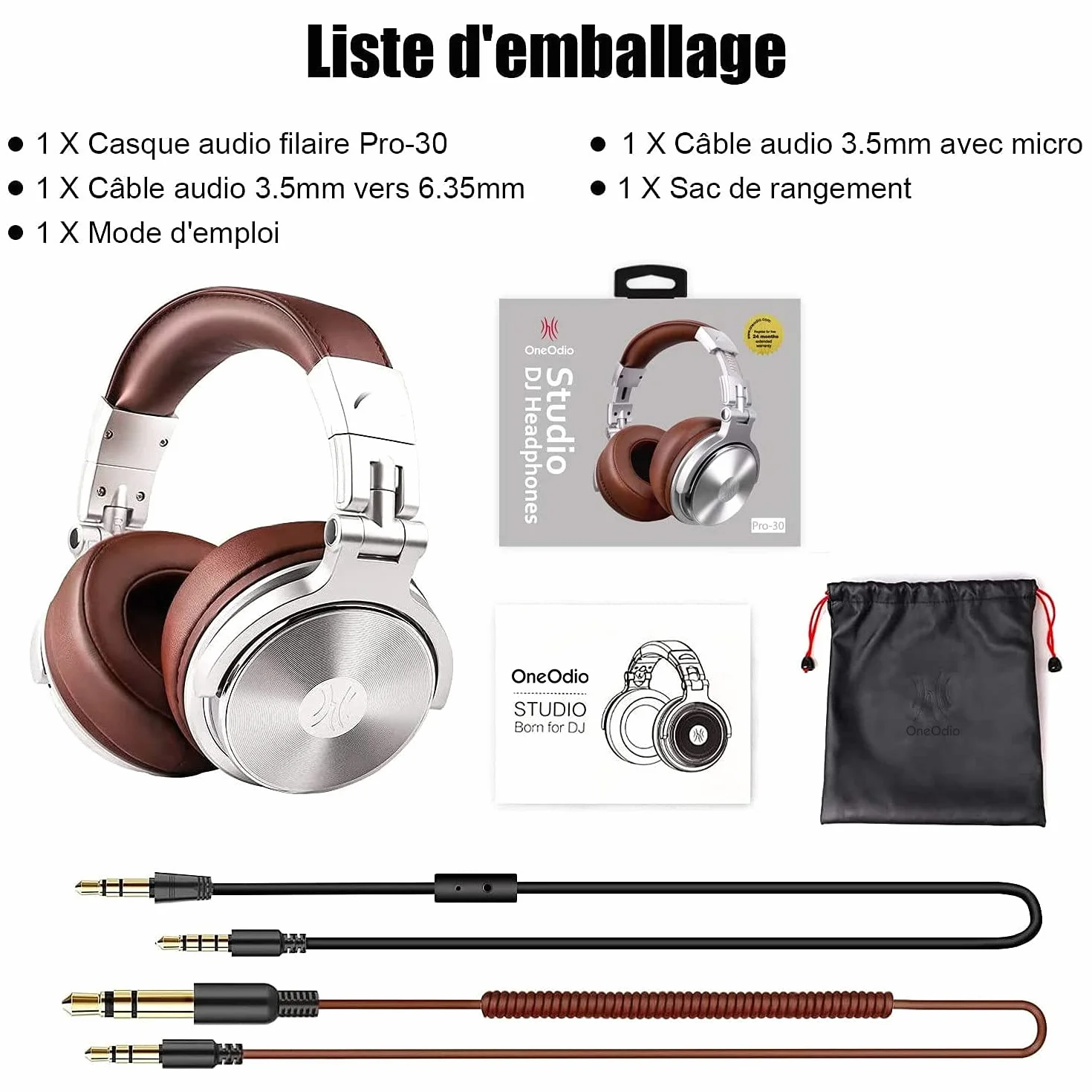OneOdio Pro30 słuchawki przewodowe Hi-Res Audio DJ studio bawełna nauszniki Share-Port 2 wtyczki jack