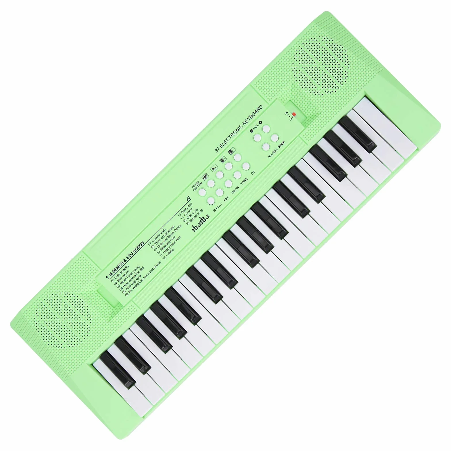Elektroniczna klawiatura fortepianowa, klawiatura cyfrowa 37 klawiszy z mikrofonem, dla dzieci 4 kolory do wyboru (zielony)