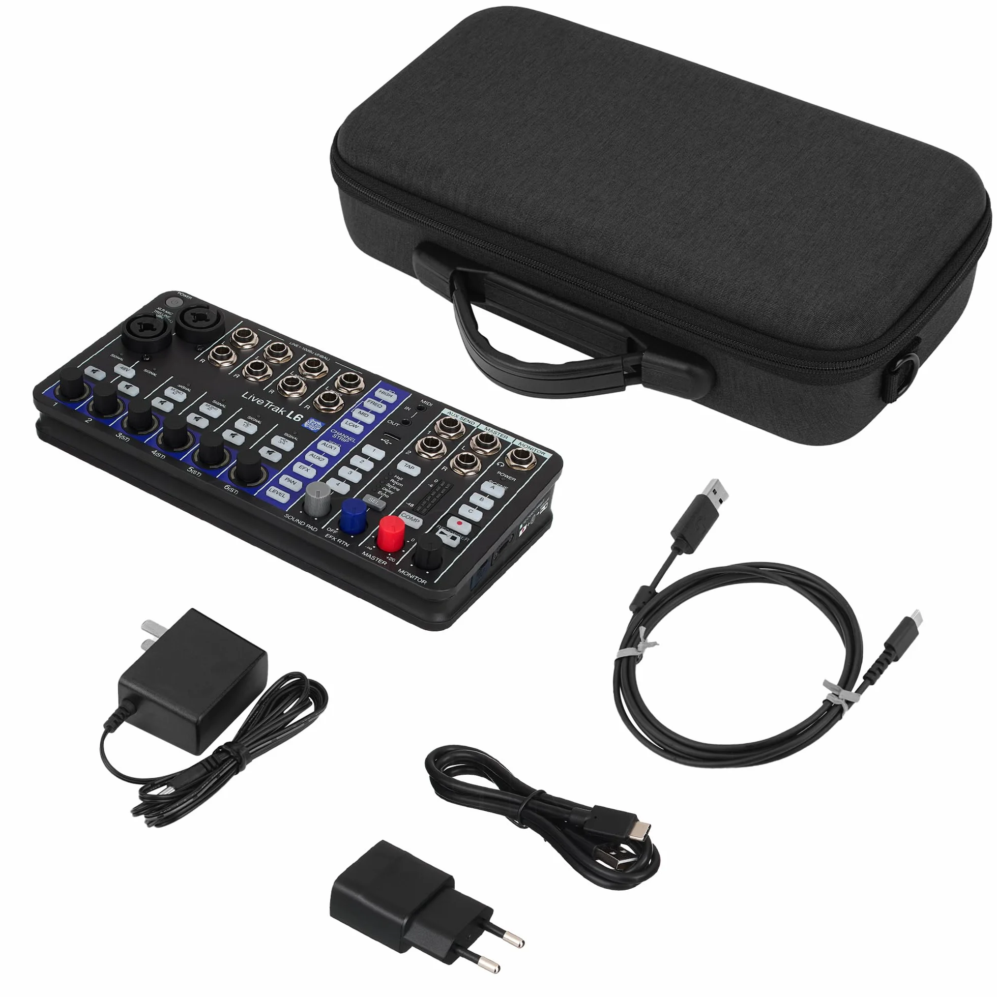 Geekria Twarda walizka podróżna kompatybilna z Zoom LiveTrak L6 / L6, cyfrowym mikserem audio, torba transportowa (ciemnoszary)