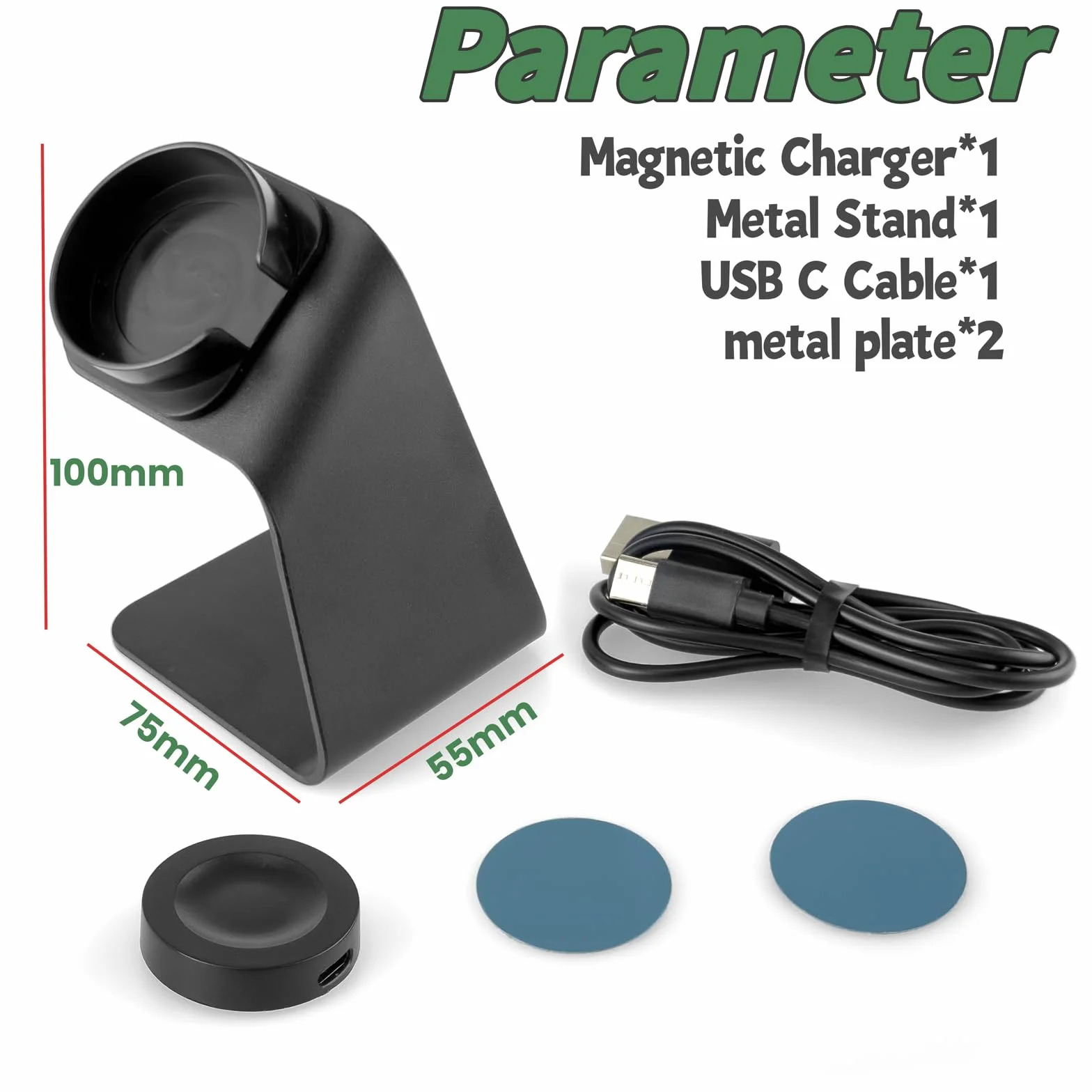 sciuU Magnetyczny stojak ładujący i ładowarka kompatybilny z Huawei GT6 / GT5 Pro / GT5 Pro / GT4 / GT4 Pro / GT3 / GT3 Pro/Fit 4, stacja dokująca + odłączany uchwyt ze stopu aluminium, kabel USB 100