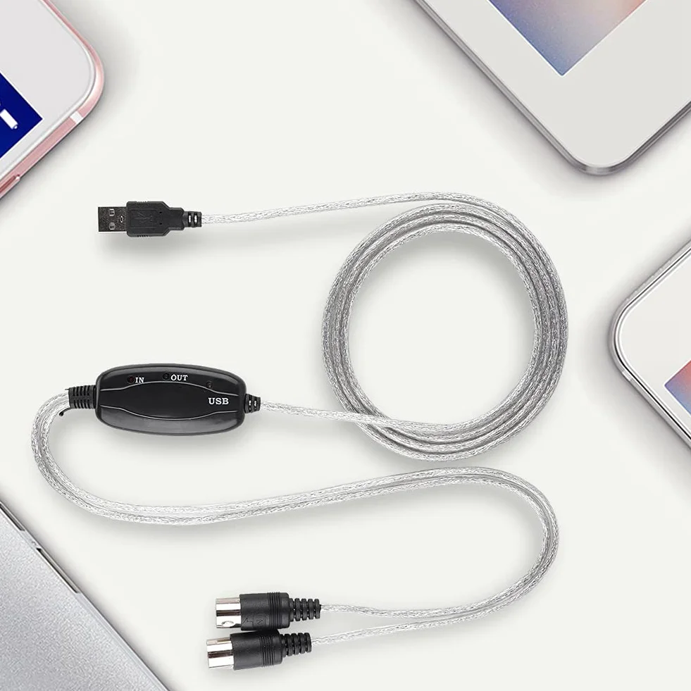 Konwerter Kabla USB MIDI do Edycji Muzyki na Klawiaturze, Przewód Adaptera Interfejsu MIDI z Zasilaniem Przez USB