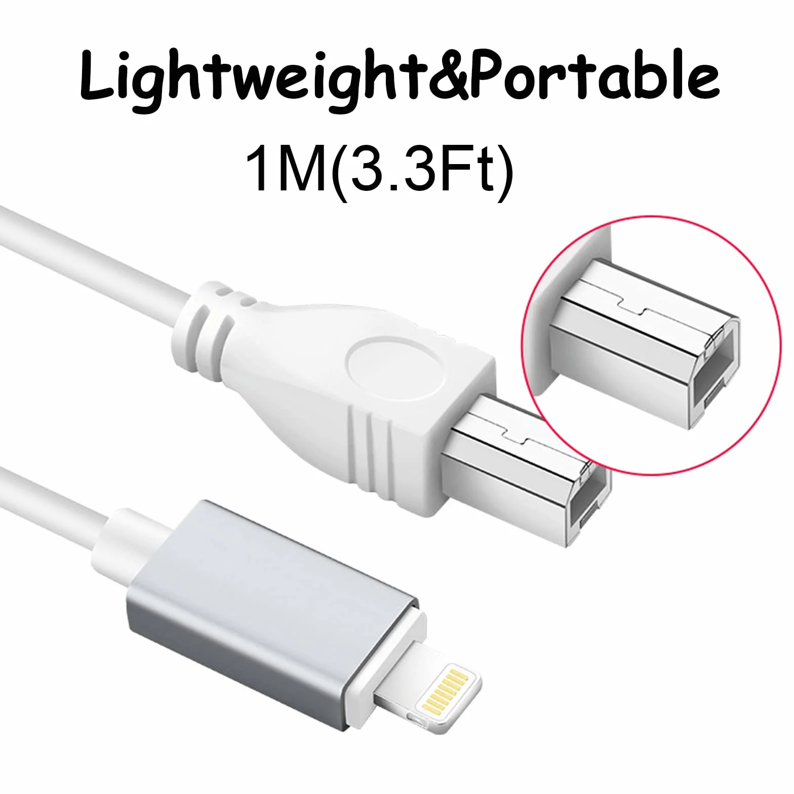 Kabel USB B na Midi, 1 m kabel OTG do iPhone'a, iOS, kompatybilny z fortepianem, klawiaturą, interfejsem audio, elektronicznym instrumentem muzycznym