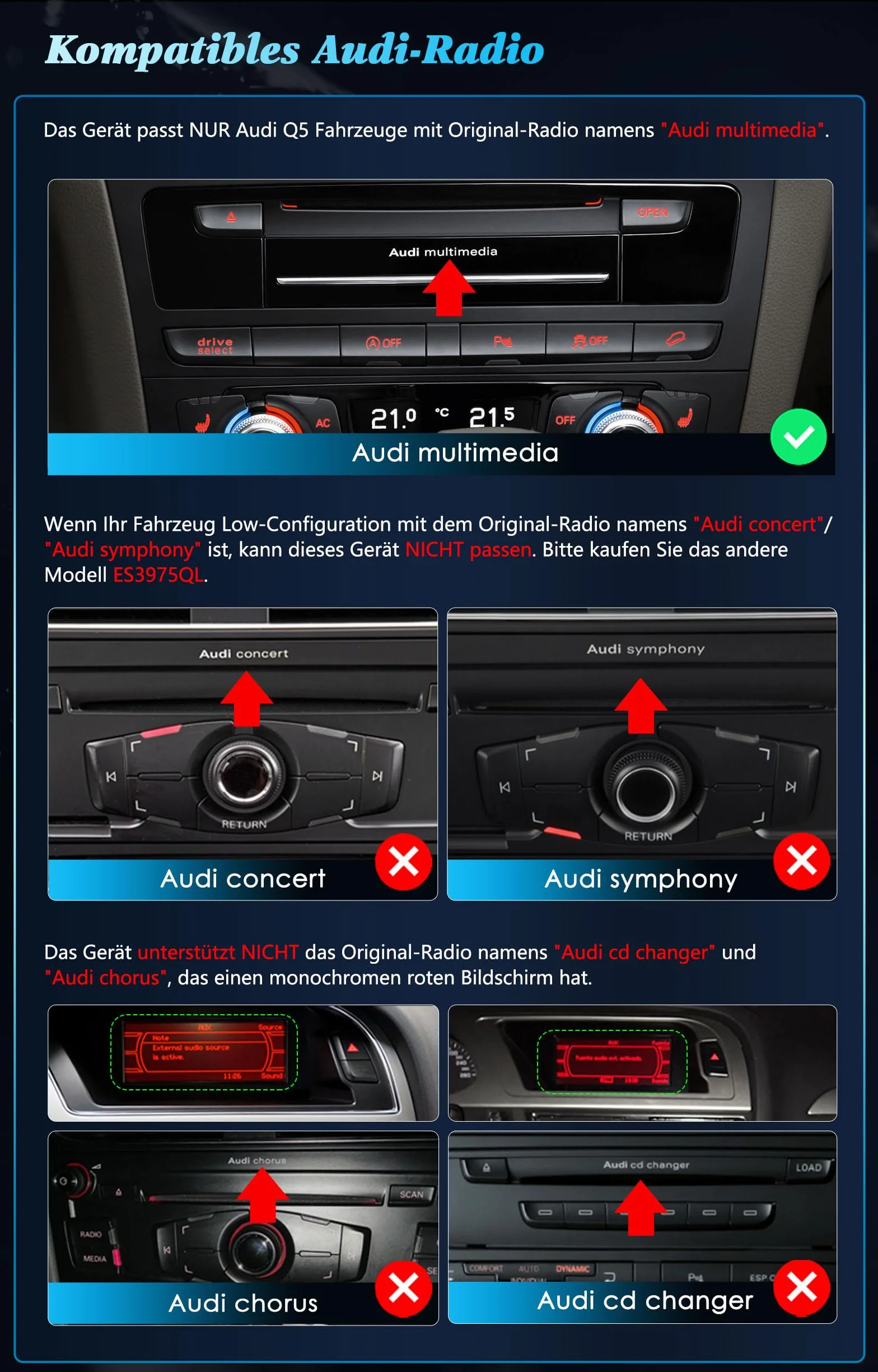 Erisin 10,25" 8-rdzeniowy 4 GB + 64 GB Android 13.0 radio samochodowe, nawigacja GPS do Audi Q5 (2009-2017), wysoka konfiguracja, obsługuje CarPlay IPS Touch Screen OEM radio Bluetooth DAB+ Android