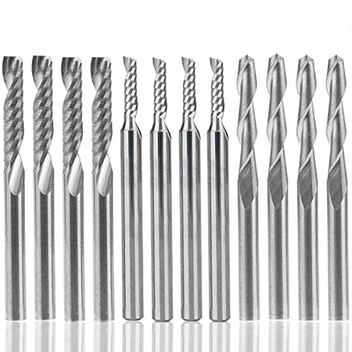 Afunta - frezy karbidowe, 4 szt., 8 mm, frez CNC dwuostrzowy + 8 szt. frezów (2 rodzaje), jednoostrzowe, do nylonu, żywicy, ABS, akrylu, PCV, MDF, twardego drewna