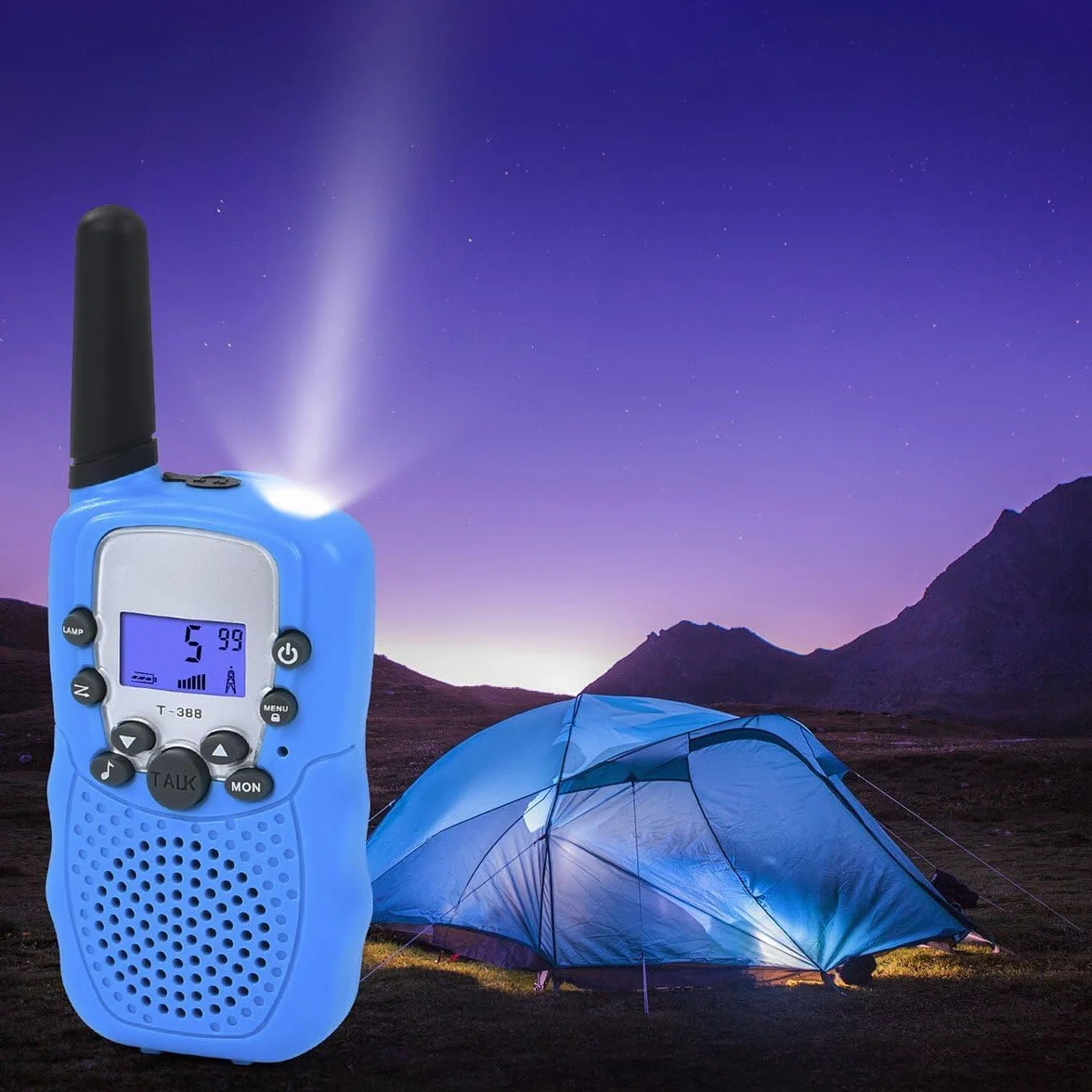 Walkie Talkie zestaw dla dzieci, 388 radiotelefon dla dzieci, z akumulatorem wielokrotnego ładowania, 8-kanałowy radiotelefon PMR 446, zasięg do 2 – 3 km (zestaw 2 szt.) w kolorze kamuflażowym