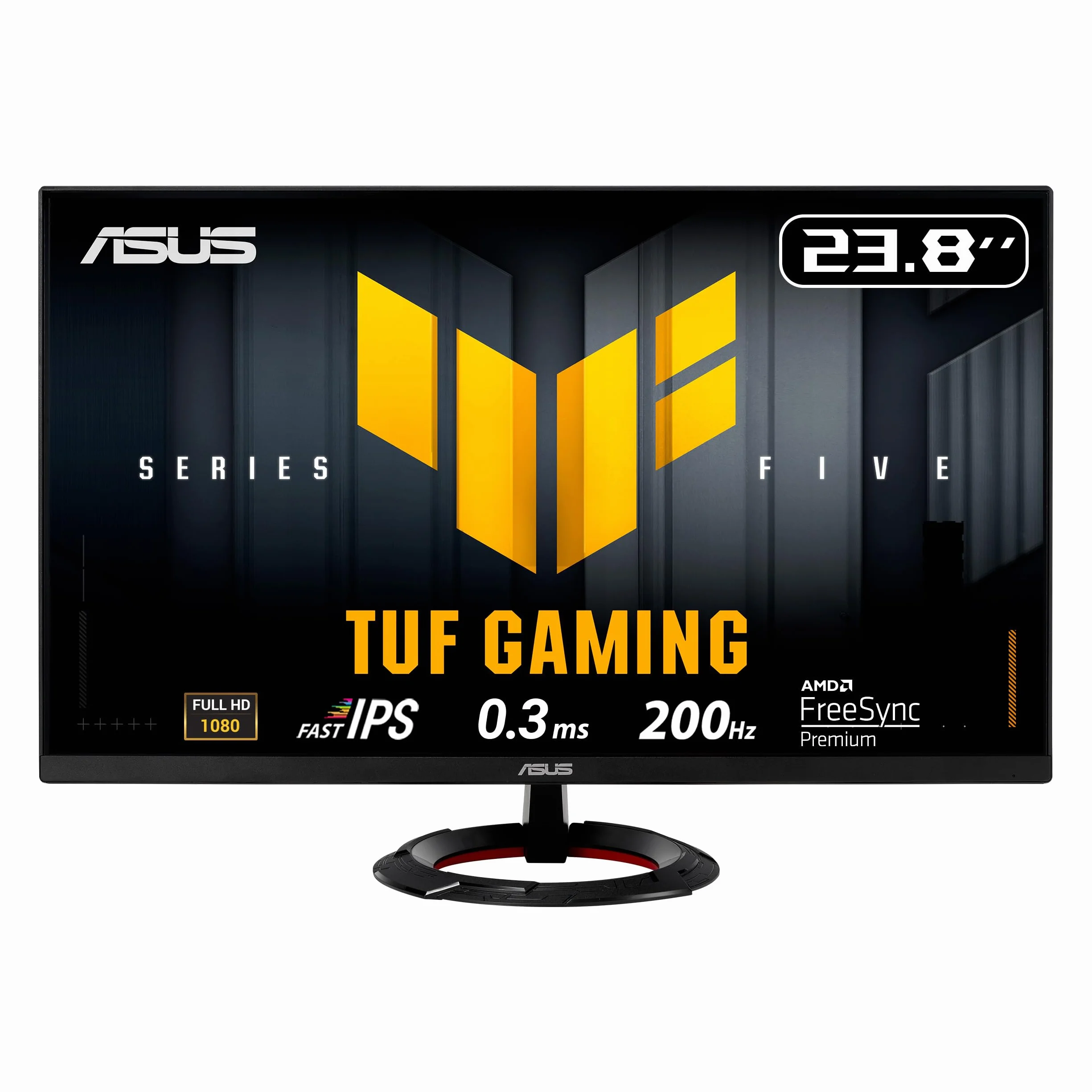 TUF Gaming Series 5 ekran do gier, VG249Q5R, 23,8 cala, Full HD (1920 x 1080), 200 Hz, szybki IPS, ELMB, 0,3 ms do szarego (Min.), głośnik stereo, DisplayWidget Center, AI Visual