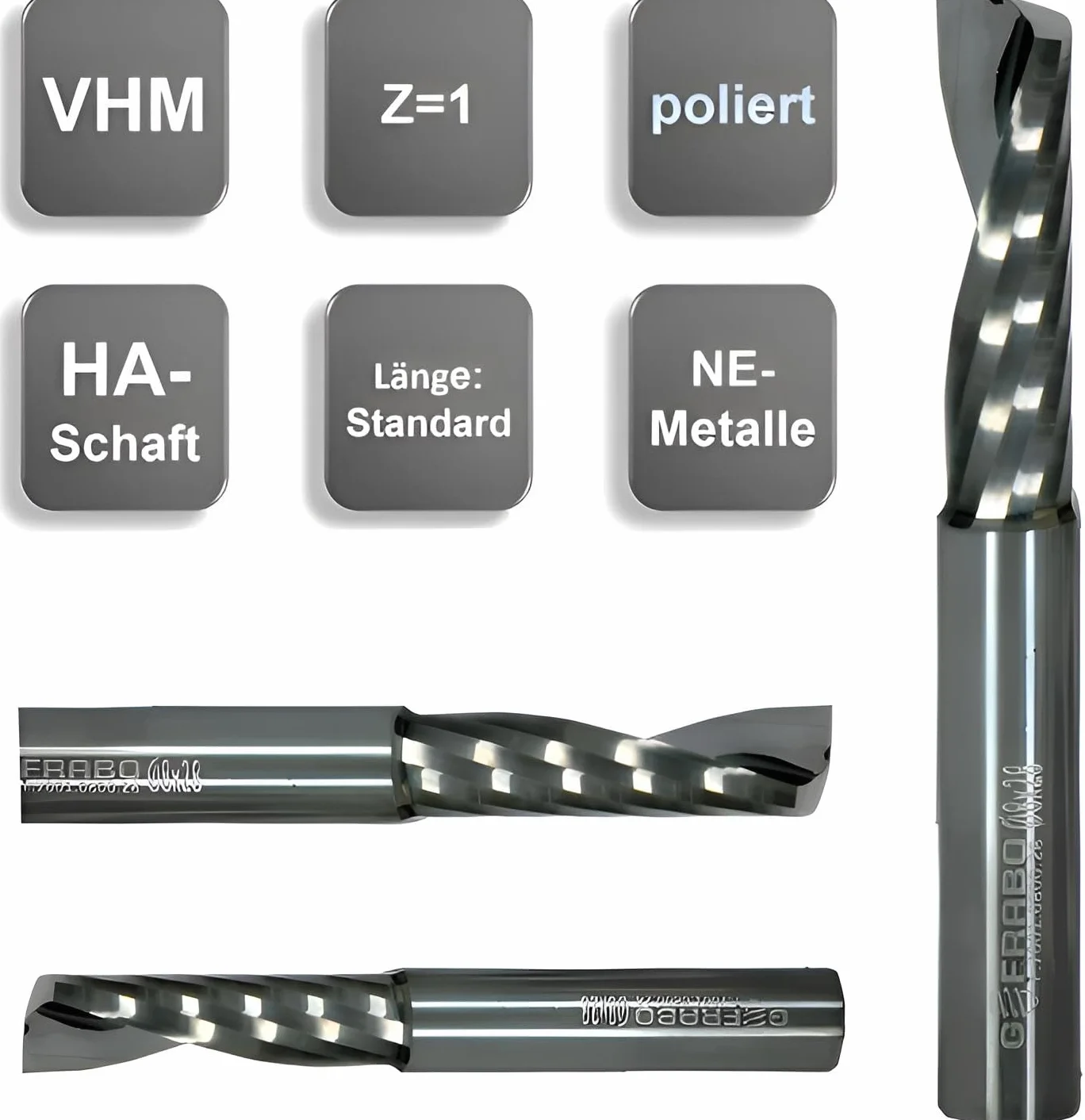 VHM frez do aluminium, frez jednozębny Z=1, polerowany, Ø 1-12 mm - NOWY z rachunkiem - długi, rozmiar: 3,00 x 15 x 45 mm - d2=3,00 mm