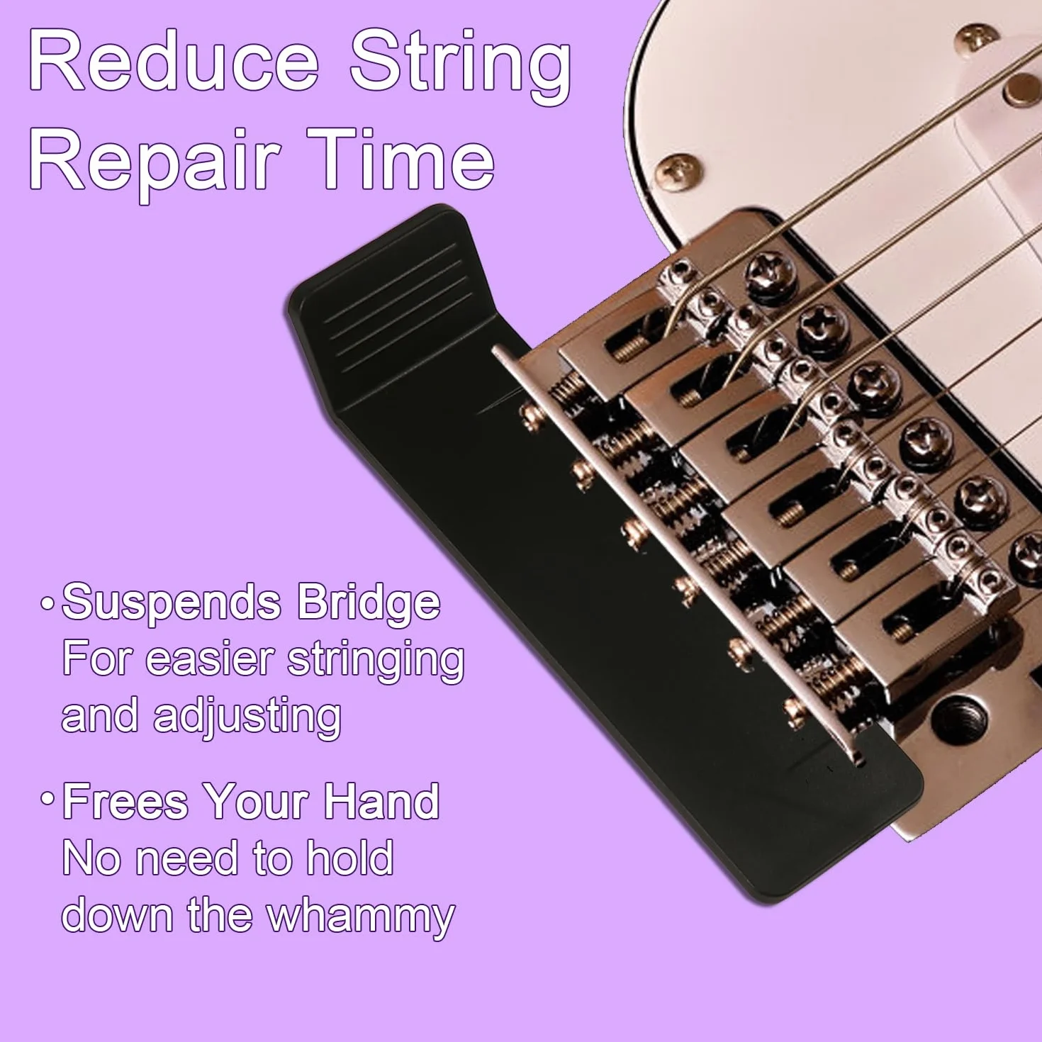 Guitar Bridge Shim, Wytrzymaly Plastik Tremblock do Podnoszenia Mostków Gitary Elektrycznej, Narzedzie do Regulacji Mostka Gitary do Latwego Strojenia i Szybkiej Wymiany Strun (Czarny)