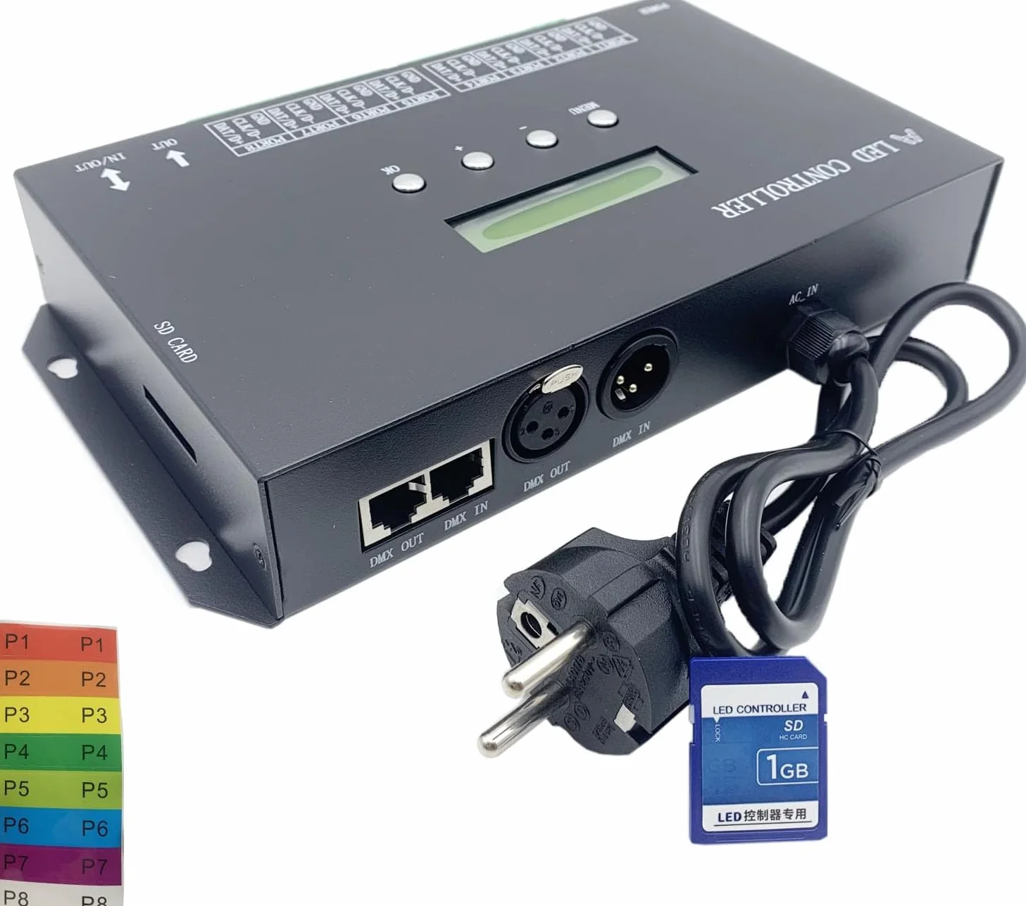 H807SA 8CH Artnet/dmx do spi led pixel controller z kartą SD do ws2811 ws2812b ws2815 ws2813 apa102 taśmy LED