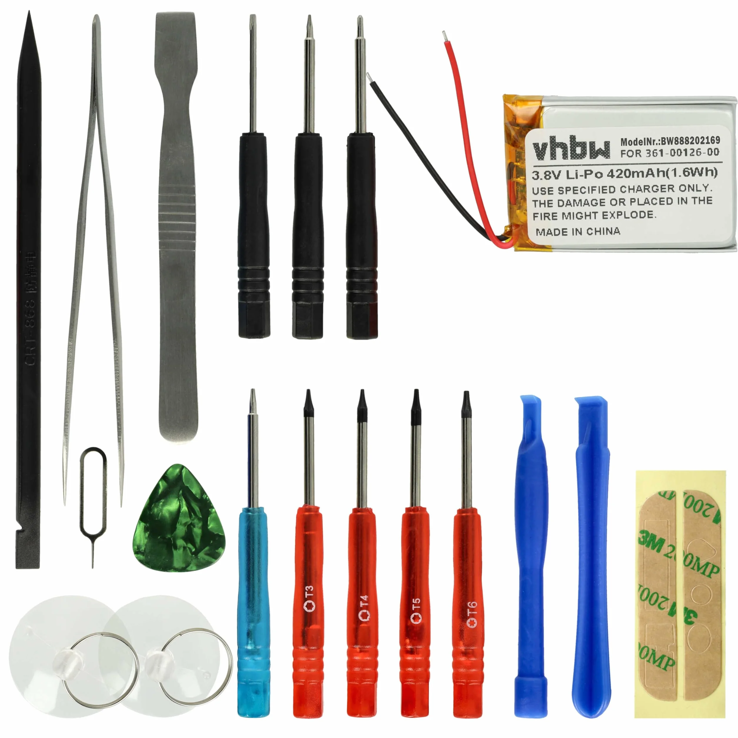 vhbw Bateria zamienna do Garmin 361-00126-00 do smartwatcha, bransoletka fitness (420 mAh, 3,8 V, litowo-polimerowa) + zestaw narzędzi