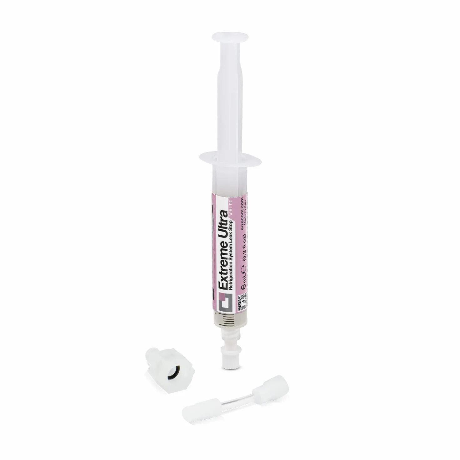 ERRECOM Extreme Ultra White - 6 mL, ogranicznik przecieku czynnika chłodniczego do lodówek ze sprężarką hermetyczną i adapterem R600 - R290 — R134a, 1/4 SAE w zestawie