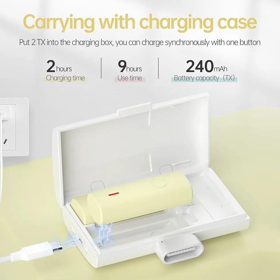 LENSGO Bezprzewodowy mikrofon krawatowy do USB typu C Android, 2,4 GHz, podwójny bezprzewodowy system mikrofonowy z etui ładującym, do nagrywania wideo na YouTube, Facebook, Plug & Play, transmisja
