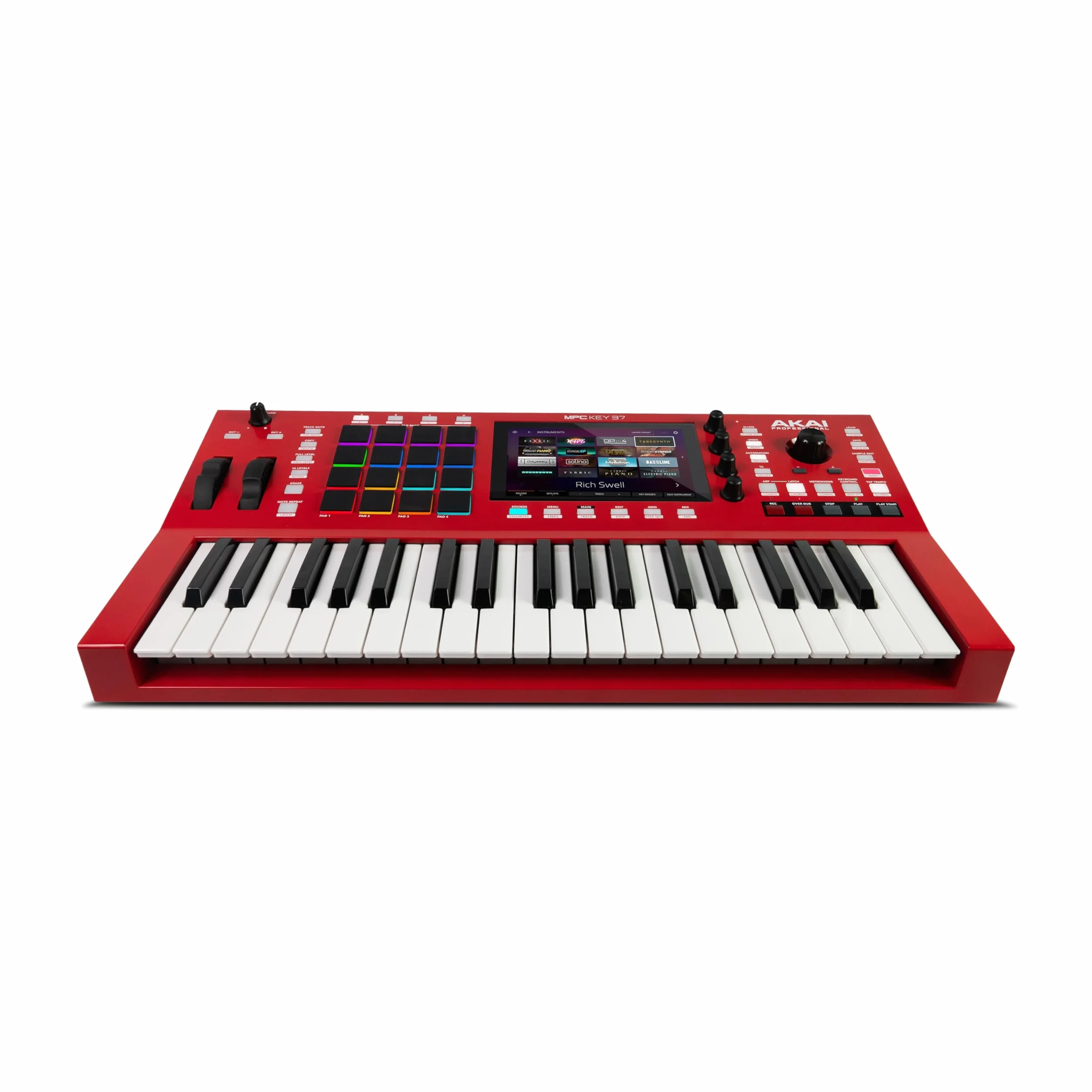 Akai Professional MPC Key 37 Samodzielny syntezator produkcyjny, automat perkusyjny, klawiatura MIDI, z Wi-Fi, Bluetooth, ekranem dotykowym, wtyczkami i integracją Native Instruments