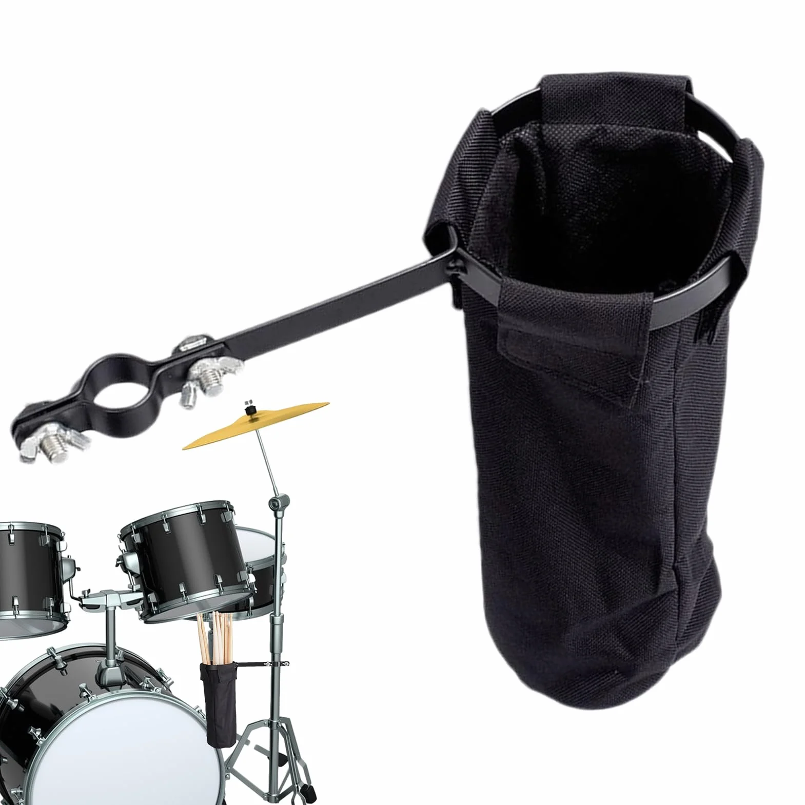Drumstick Bag, Drumstick Holder, Large Capacity Organizer Pouch, 14x25cm with Clamp-On Lockable Strap for Kids Adults Airplane Field Hockey Marching Percussion