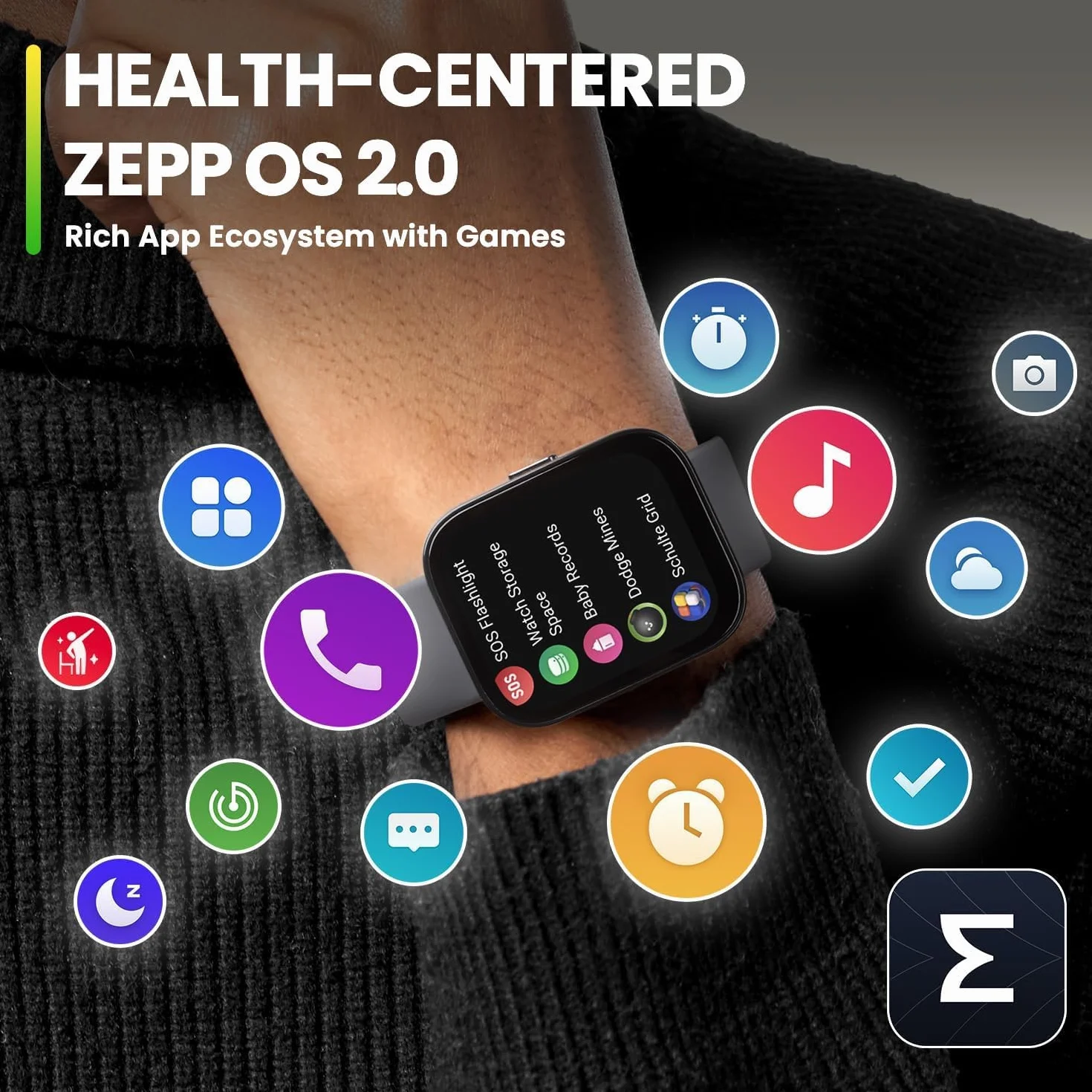 Amazfit Bip 5 SmartWatch Duży ekran 1,91", połączenia Bluetooth, Alexa, GPS Tracking, 10-dniowa bateria, śledzenie stanu fizycznego z tętnem, monitorowanie SO2 - Czarny