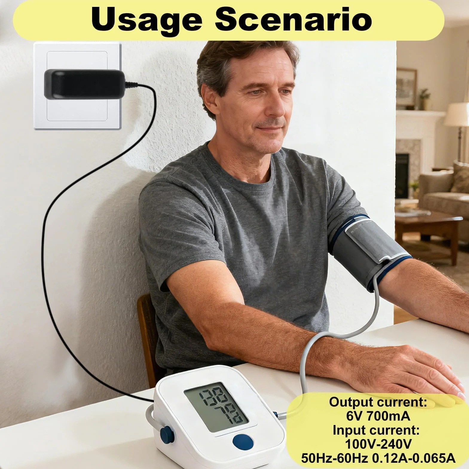 6 V Nzasilacz 6 V ?adowarka ci?nieniomierz do Omron HHP-CM01 M2 M3 M4 M6 M7 M2 Basic, M3 Comfort, M7 Intelli IT, X2 X3 X4 X6, X2 Basic, X7 Smart Power Adapter do Omron