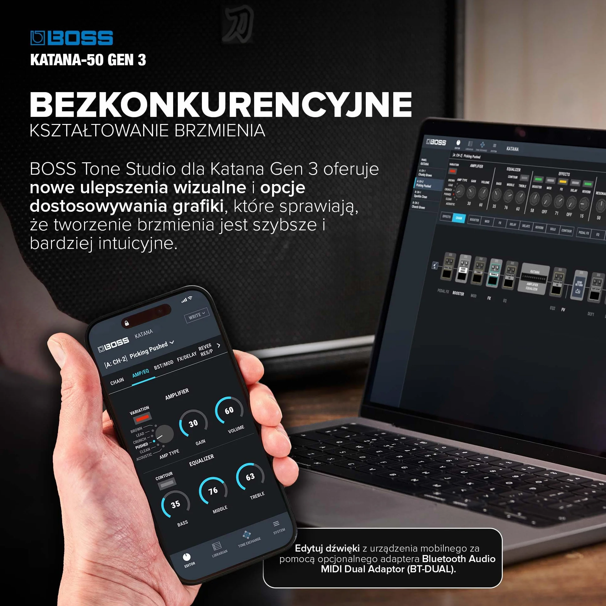 BOSS Katana-50 Gen 3 Wzmacniacz Gitarowy 50-Watowy 12-calowy Głośnik Tube Logic Efekty