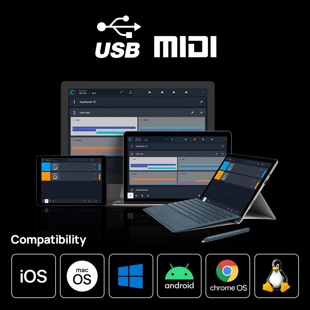 CME U2MIDI Pro – Szybki Kabel USB MIDI z Filtrem i Mapowaniem – Interfejs USB-MIDI Plug & Play do Komputera, Laptopa lub PC oraz Instrumentów MIDI