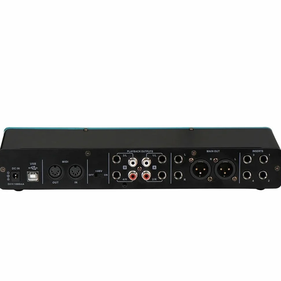 Interfejs audio USB do 4 x 4, przedwzmacniacz mikrofonowy, nagrywanie studyjne | Konstrukcja ABS, kompaktowy rozmiar 33,7 x 15,3 x 9 cm, nagrywanie klasy studyjnej, dla wszechstronnej łączności instrumentów