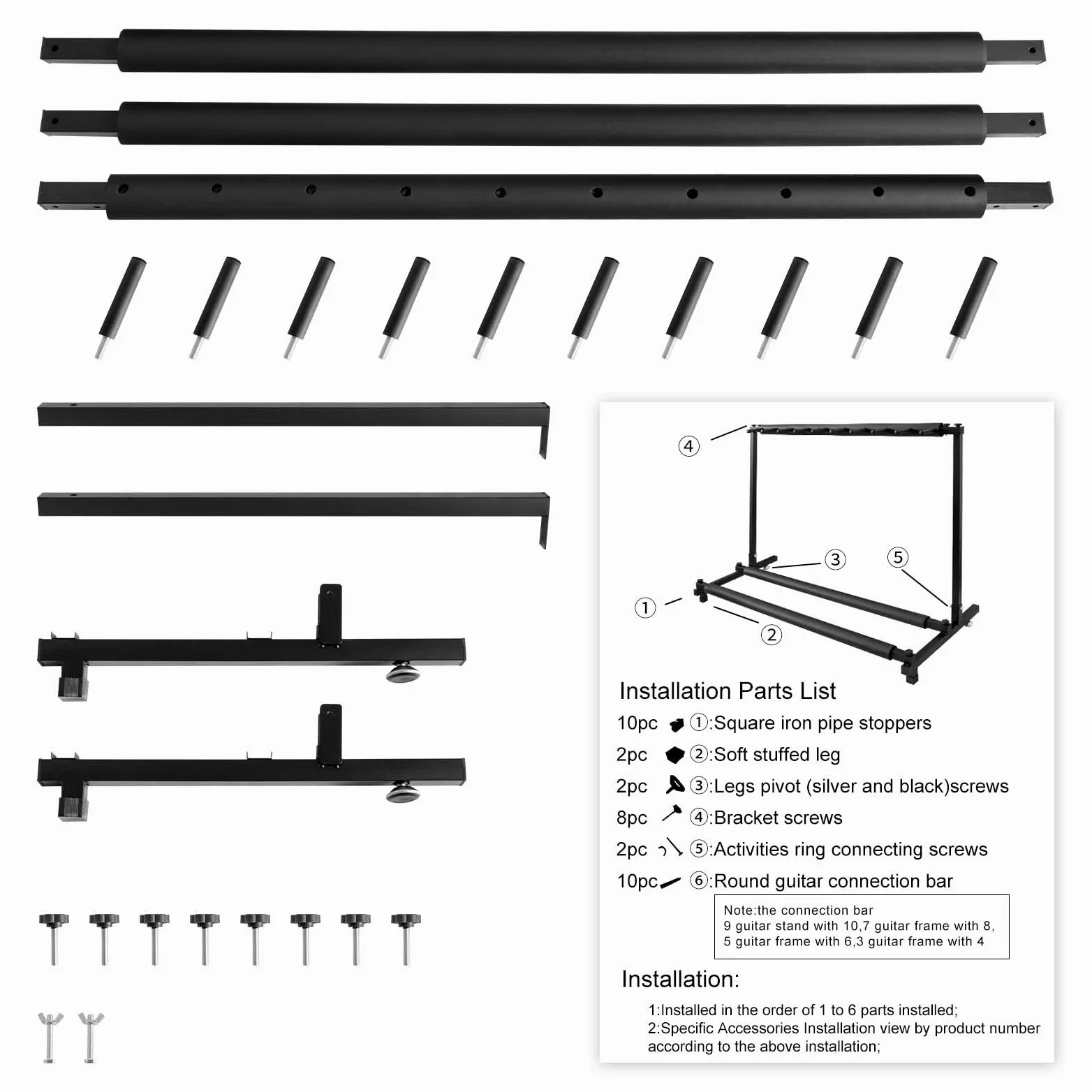Stojak na gitarę, stojak na bas, 9 uchwytów na gitarę elektryczną, akustyczną, składane stojaki podłogowe z aluminium (9 miejsc)