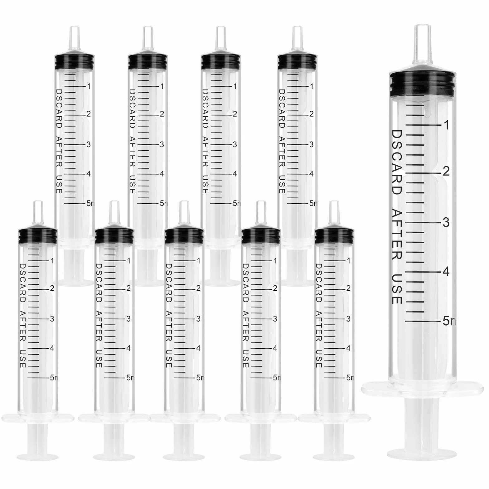 OFFCUP Plastikowe strzykawki, 10 sztuk jednorazowych strzykavek 5 ml, strzykawka do karmienia, plastikowa tubka, do karmienia małych zwierząt domowych, oleju silnikowego lub płynu hamulcowego [nie do