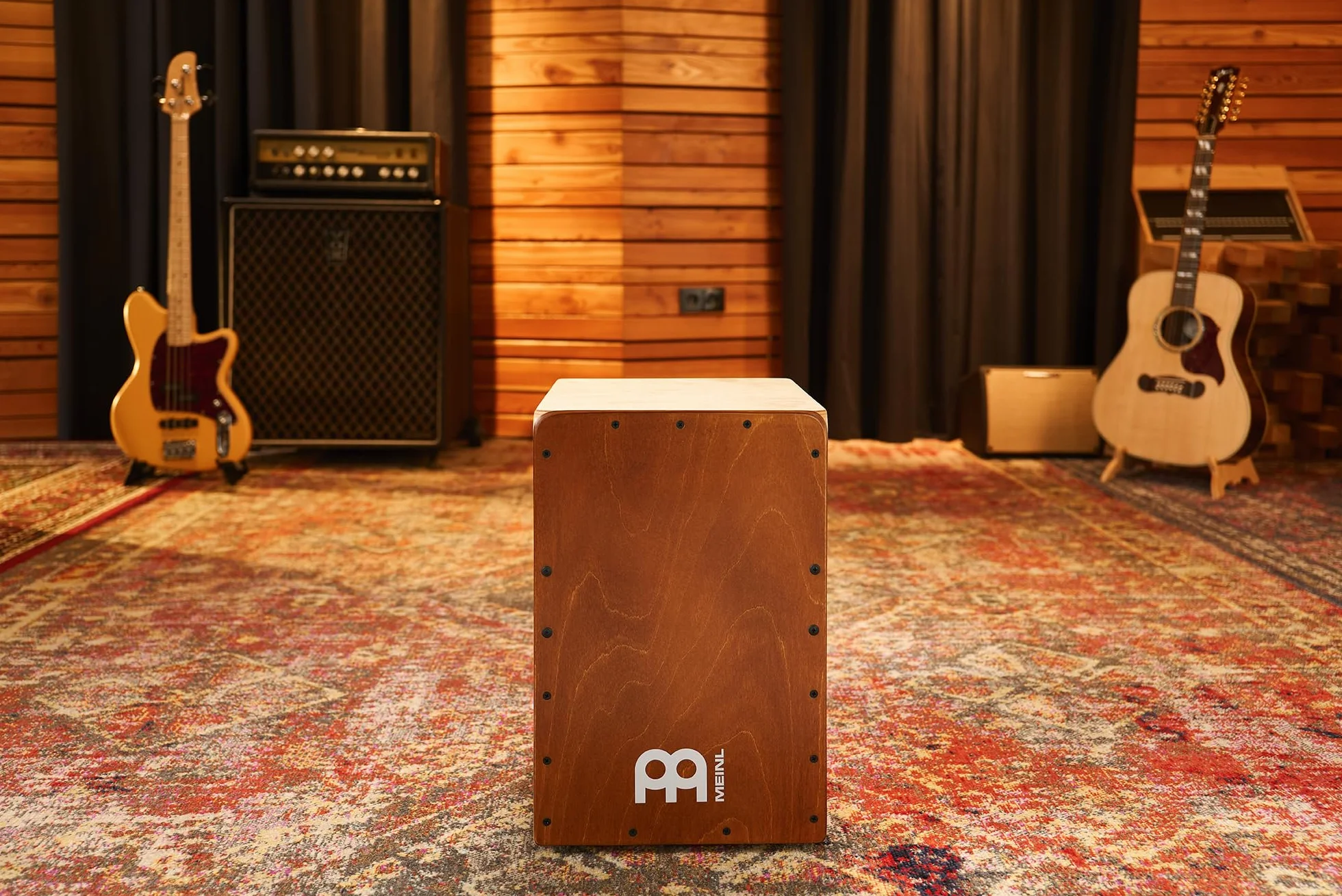 Meinl Percussion Snarecraft Cajon Instrument – Kompaktowy Cajon z Dwoma Sprężynami Werblowymi – Panel Przedni Almond Birch (SC80AB)