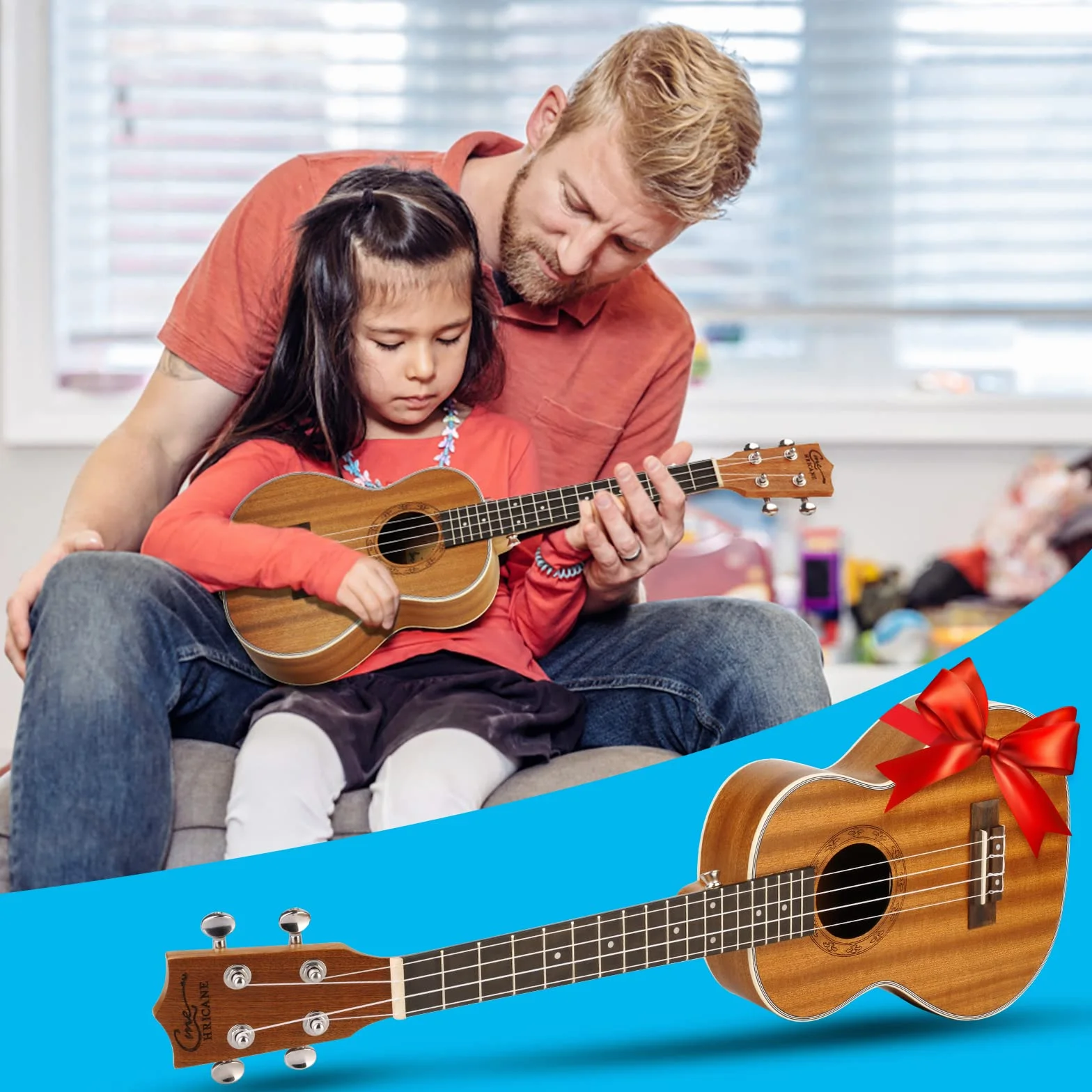 Sapele Ukulele sopranowe, zestaw startowy dla dzieci i dorosłych, 50 cm, z torbą, tunerem, nylonowymi strunami, pickiem, paskiem, mała gitara hawajska