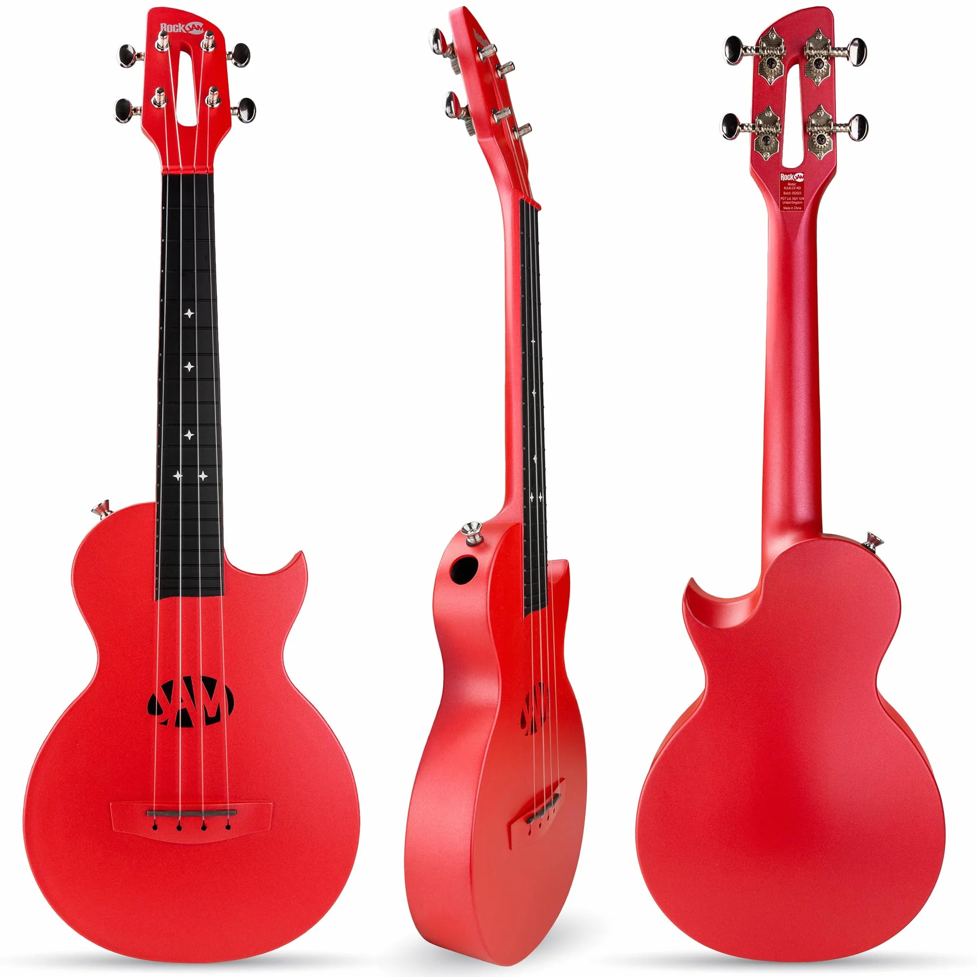 RockJam, Ukulele 4-strunowe, czerwone, pełne (RJUK-CF-RD)