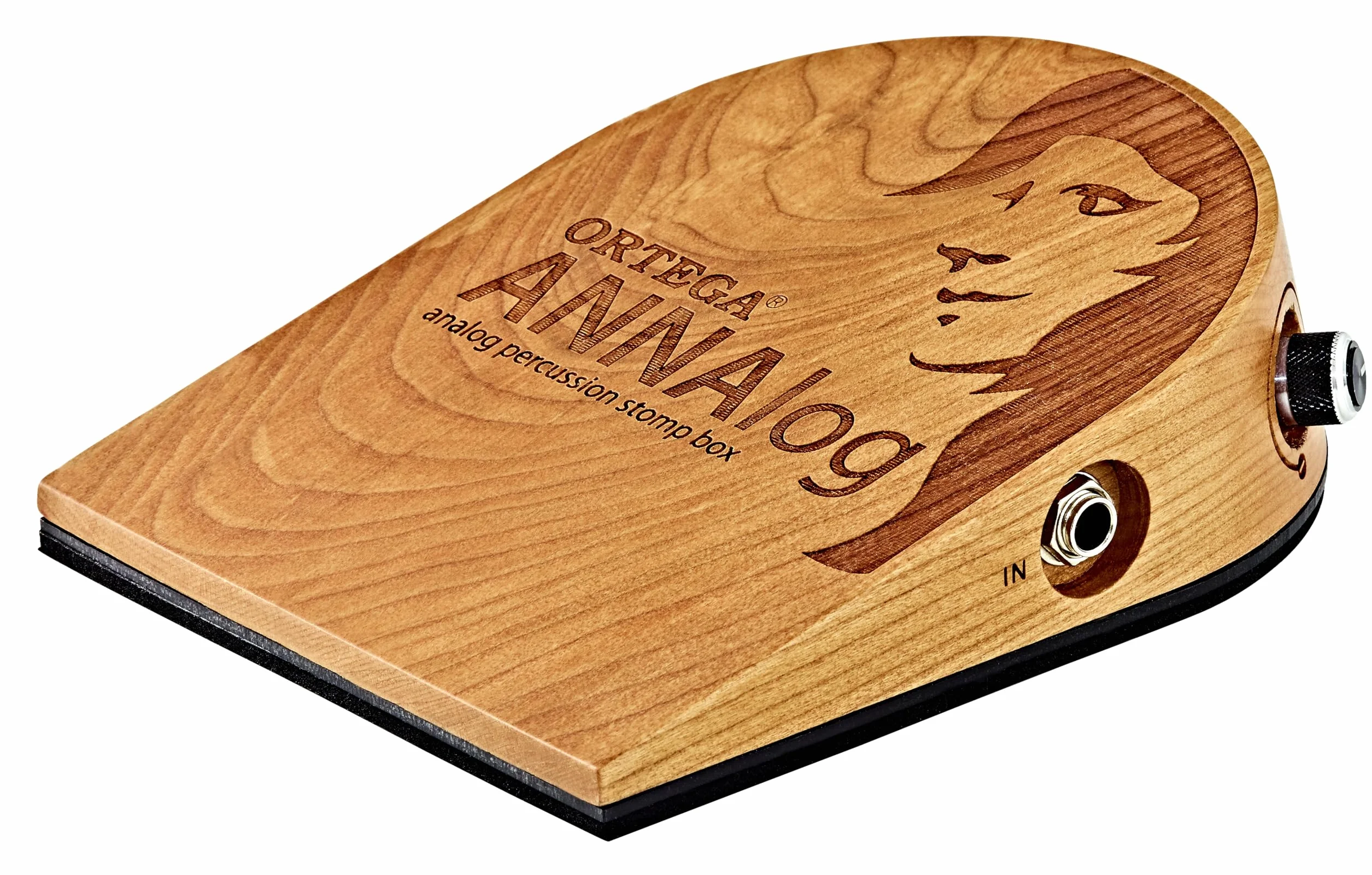 Ortega Guitars Analogowy Stomp Box – efektów basowych dla gitarzystów, piosenkarzy, autorów tekstów – analogowa próbka perkusji – drewno wiśniowe, naturalne (ANNAlog)