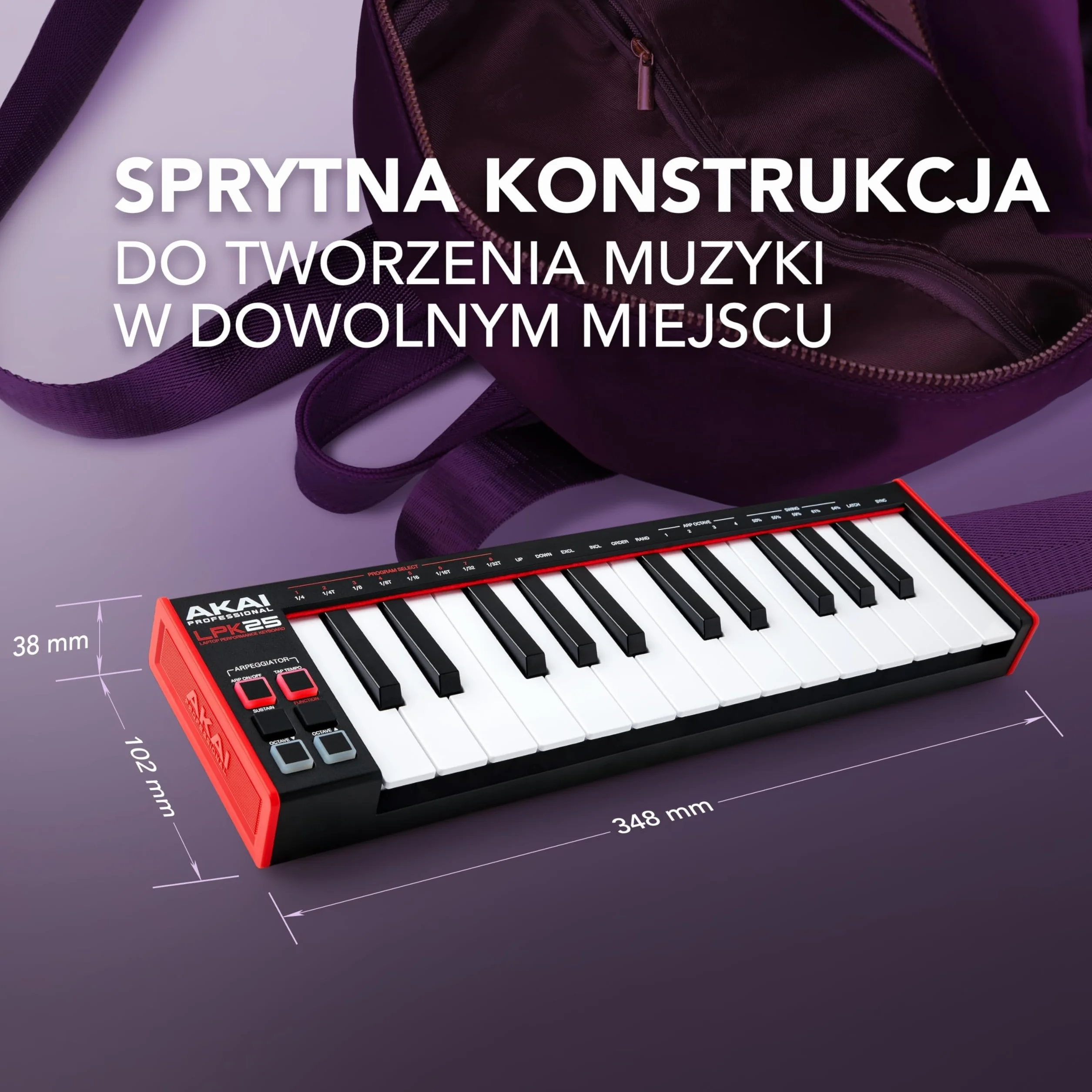 Akai Professional LPK25 - Klawiatura USB MIDI (Mac i PC) z 25 Responsywnymi Klawiszami Syntezatorowymi, Arpeggiatorem i Programami do Produkcji Muzyki