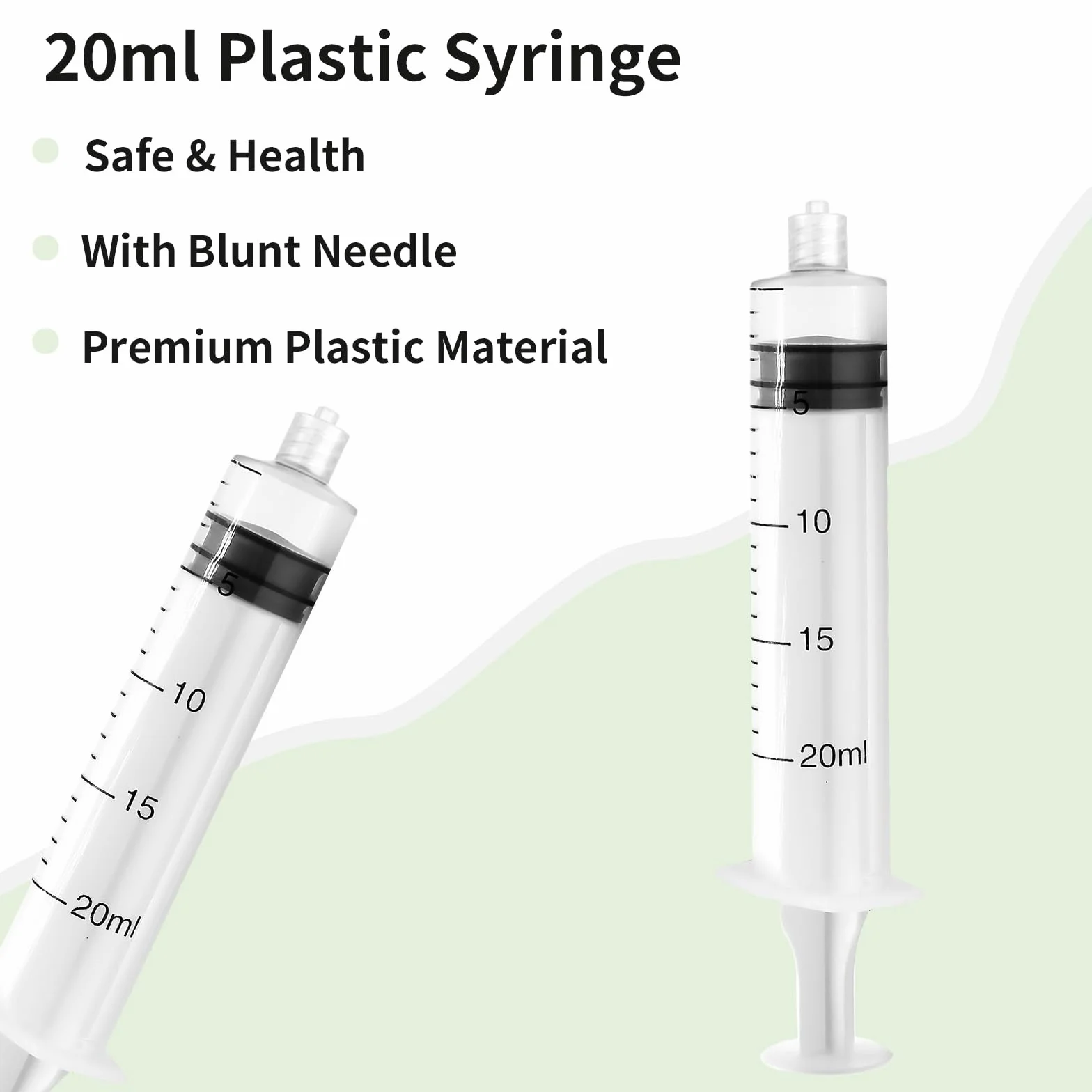 5 sztuk strzykawek Luer Lock 20 ml, plastikowa strzykawka, zestaw strzykawek z tępą igłą dozującą 14G i nasadką, strzykawka z tworzywa sztucznego z podziałką, strzykawka do karmienia do dozowania