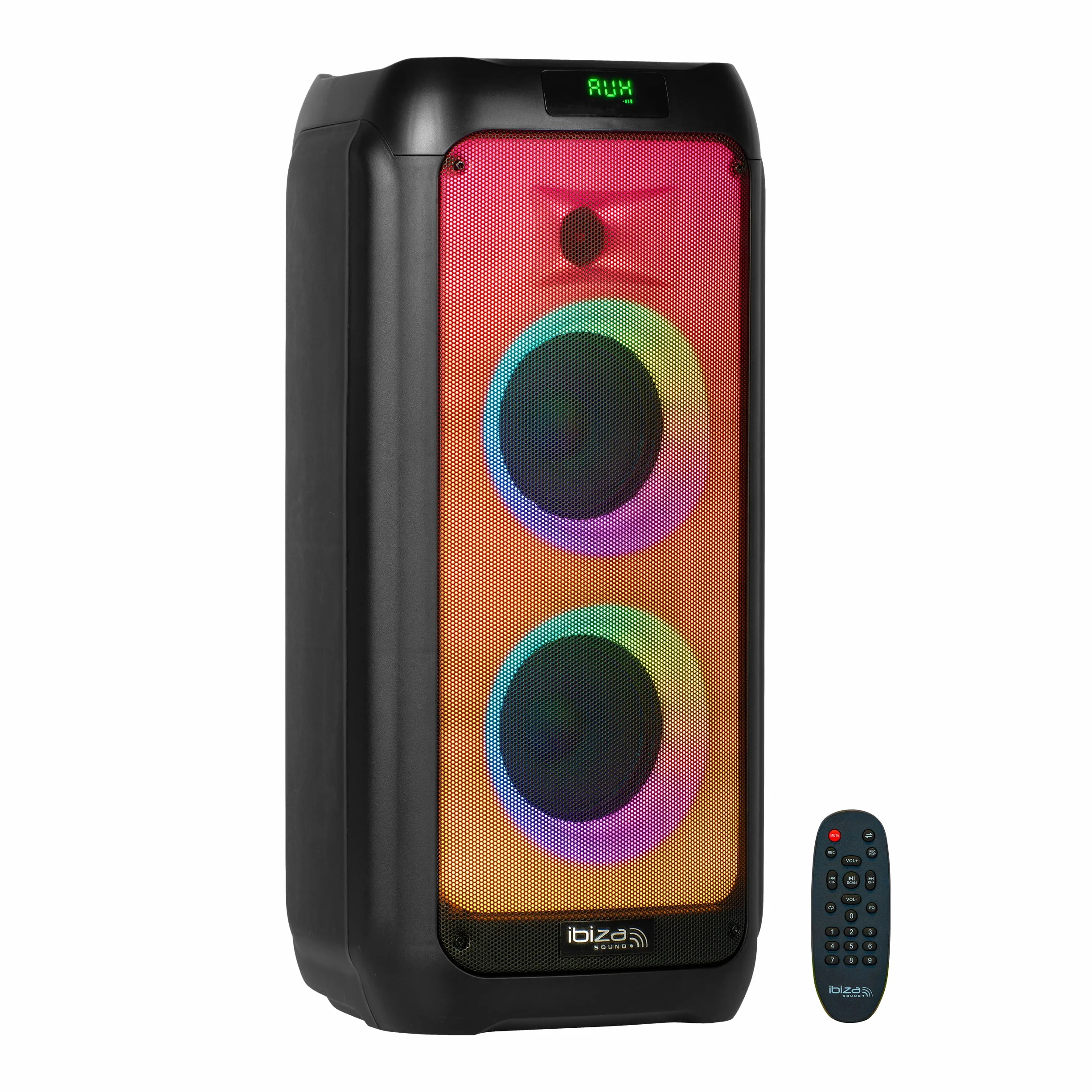 Ibiza - WAVE6 - Głośnik akumulatorowy 250W/2x5,25" z Bluetooth, USB i microSD - Efekt WAVE LED i bezprzewodowe połączenie TWS - Czarny