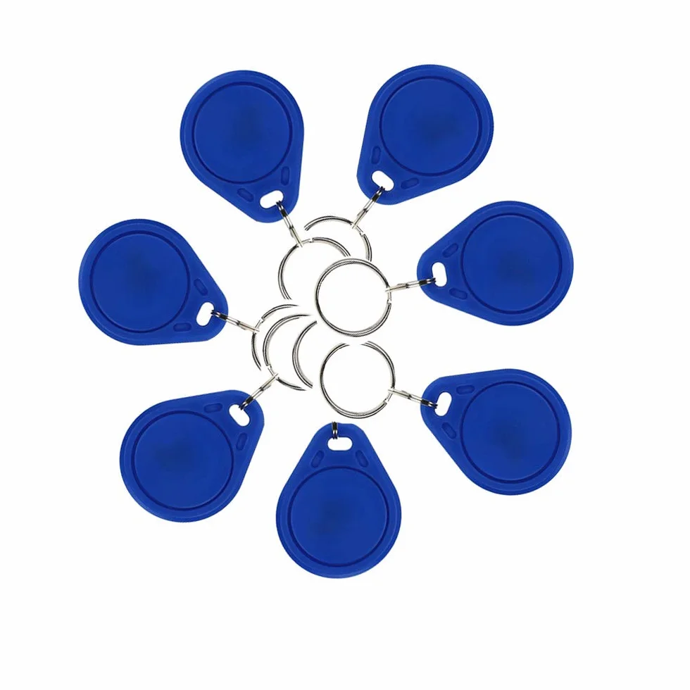 10 x odznaki RFID 13,56 Mhz UID edytowalny breloczek do kluczy MIF 1K Token NFC Tag zbliżeniowy transponder z możliwością zapisu RFID Karta kontroli dostępu - Niebieski
