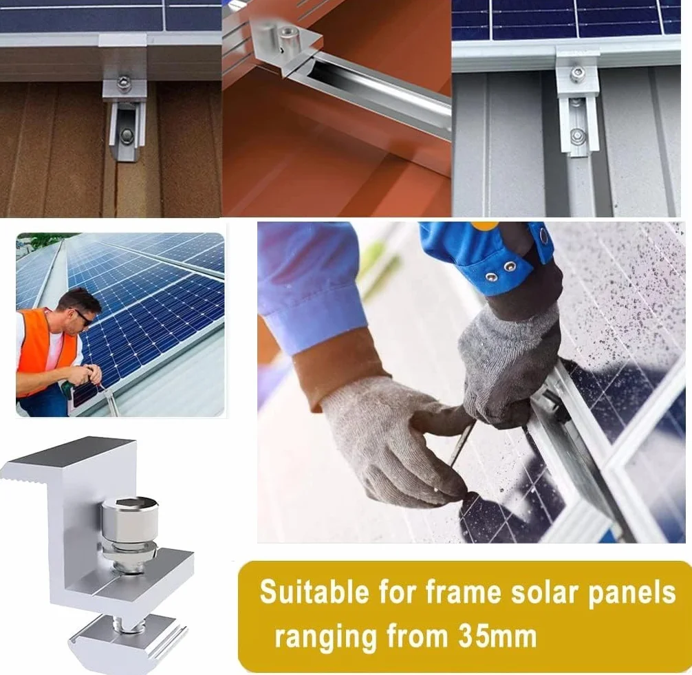 Uchwyt do modułu solarnego 30-55 mm, zacisk końcowy, panel słoneczny, regulowany, zaciski modułowe do samochodów kempingowych, dachów, modułów PV, regulowany zacisk solarny