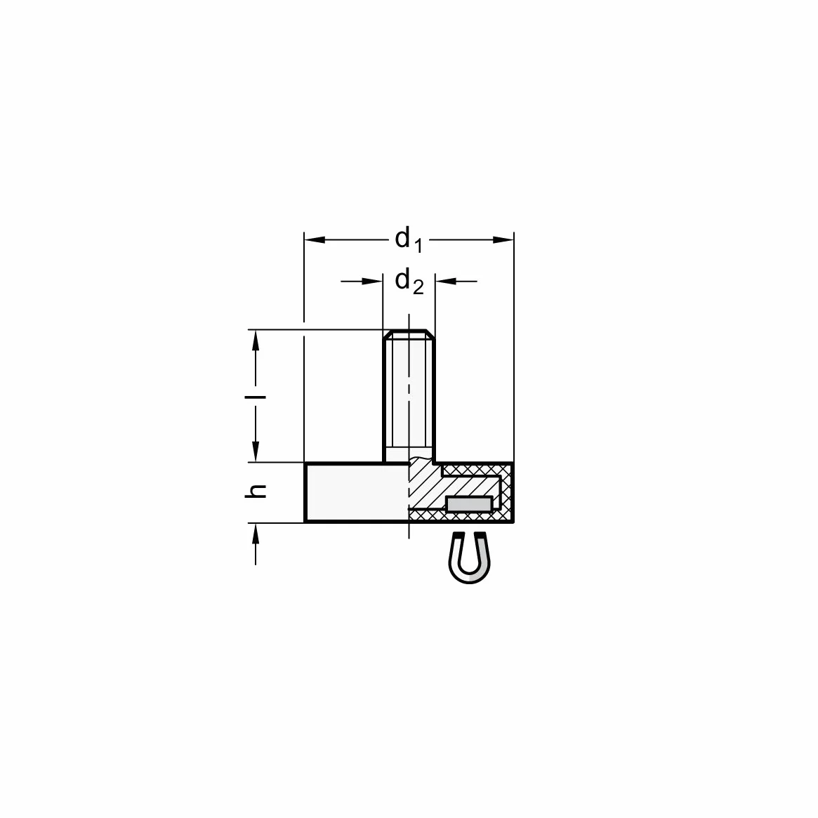 Cały standardowe elementy GN 50.3-HF-13-M3 3-HF-13-M3 magnesy z gwintem zewnętrznym, srebrne, średnica d1: 13 mm gwint d2: M3, 5 sztuk