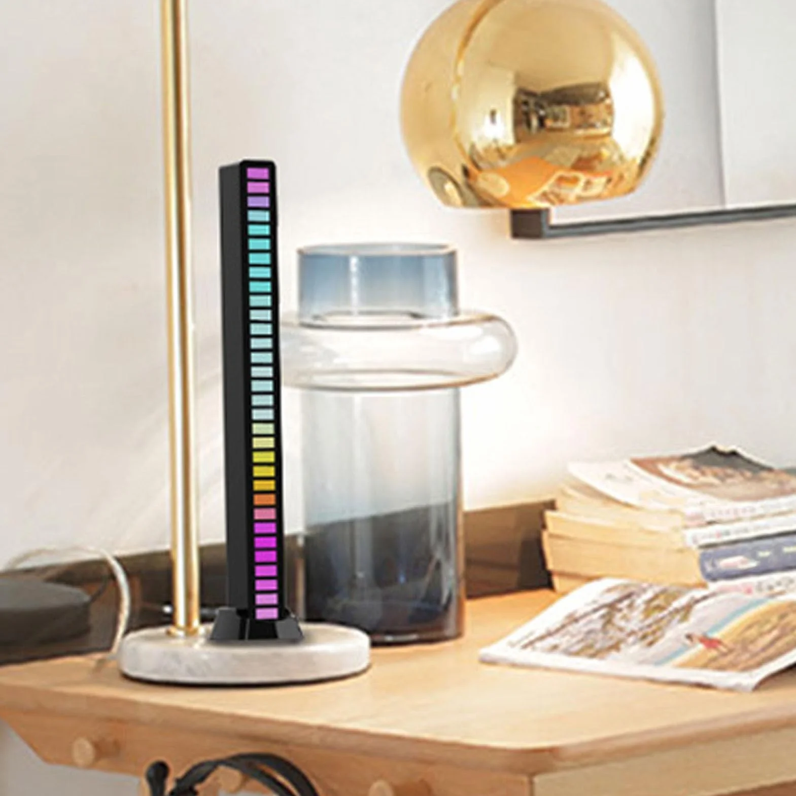 Pasek świetlny RGB Rhythm, Oświetlenie Rytmu Muzyki z 8 Trybami Dynamicznymi, Redukcja Szumów, Mikrofon o Wysokiej Czułości, Odpowiedni do Samochodu