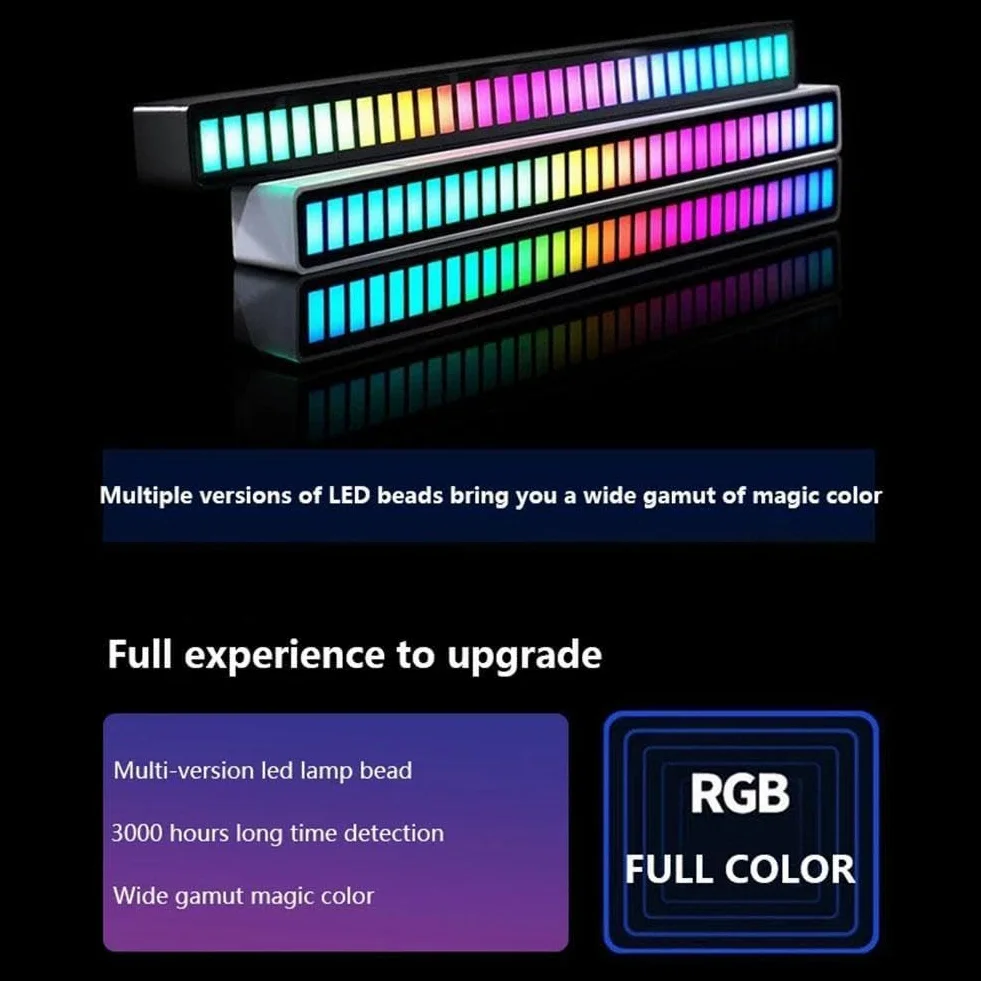 Inteligentne światła RGB, LED, 3D, dwustronna lampa otoczenia, aplikacja, rytm dźwięku, do gier, dekoracja do telewizora, muzyki, odbiór dźwięku, światła dźwiękowe, aktywowana muzyka, impreza, dźwięk,