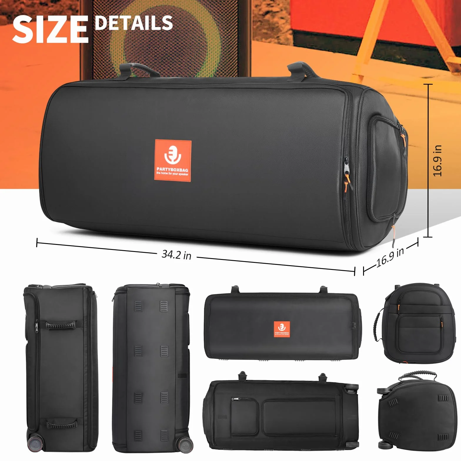 Torba na głośnik kompatybilna z JBL PartyBox 720 przenośny głośnik, torba podróżna na zewnątrz, torba na ramię, kieszenie do przechowywania kabla do ładowania i akcesoria